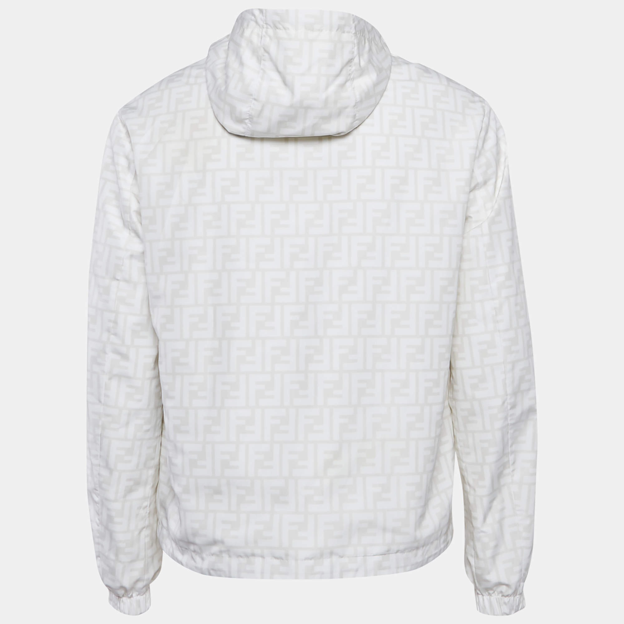 Fendi White Zucca Print Nylon Reversible Windbreaker Jacket