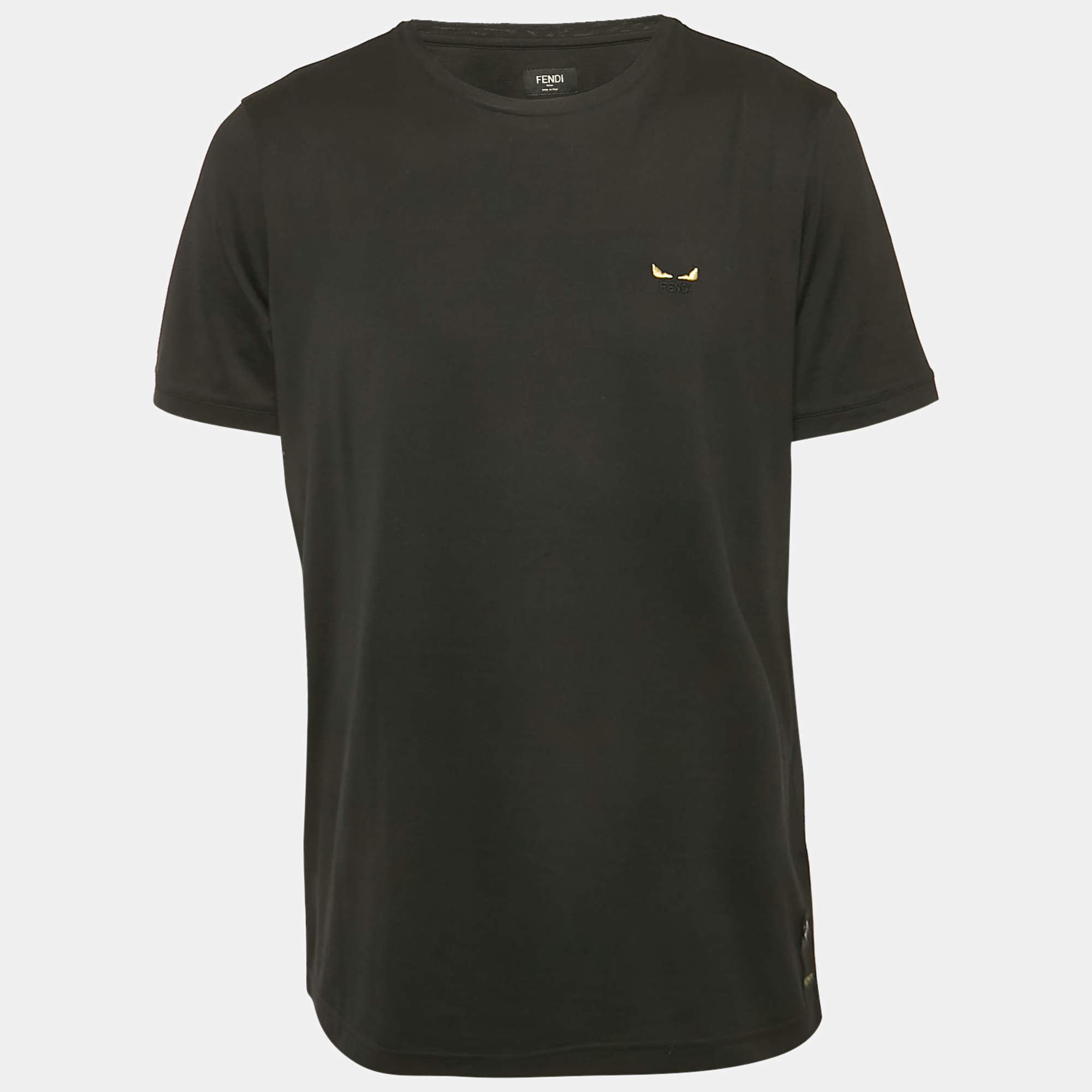 Fendi Black Monster Eyes Embroidered Jersey T-Shirt XL