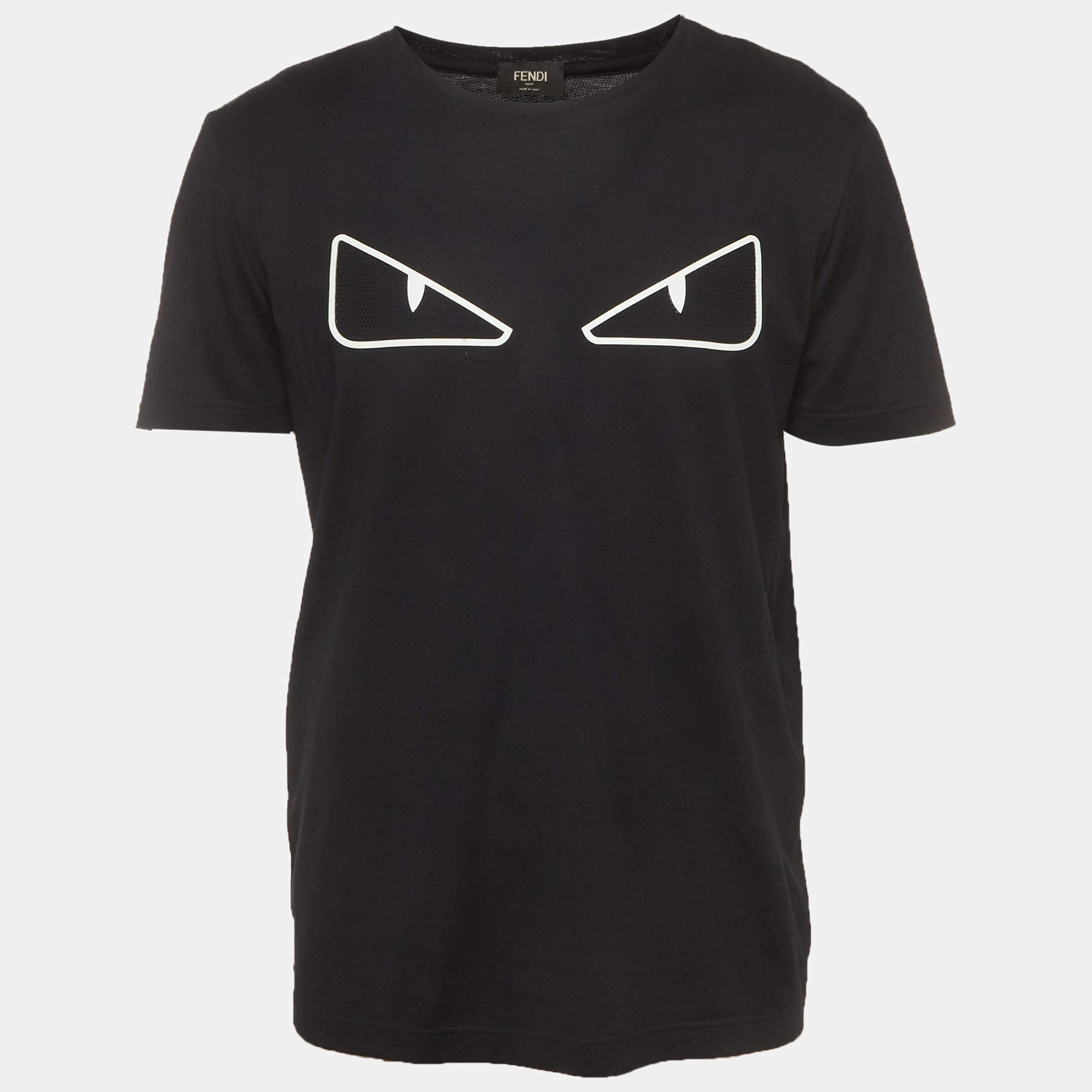Pre Owned Fendi Black Bag Bugs Appliqué Jersey Crewneck T-Shirt XXL