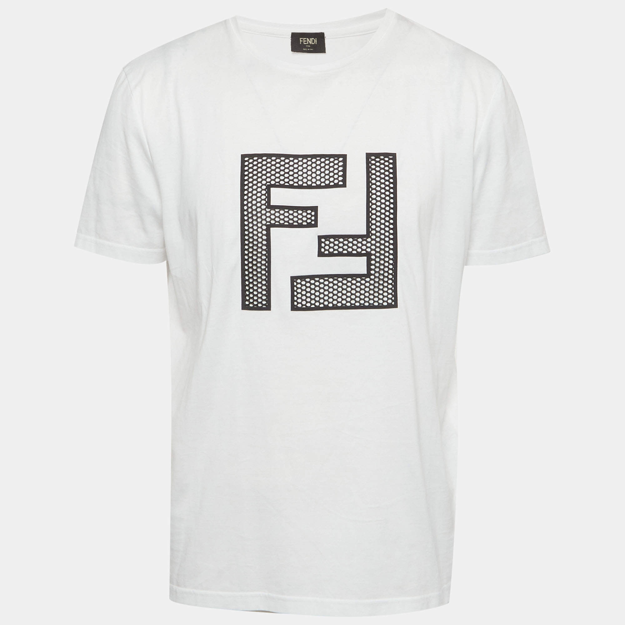 مملوكة مسبقًا Fendi White FF Logo Jersey Short Sleeve T-Shirt XXL 