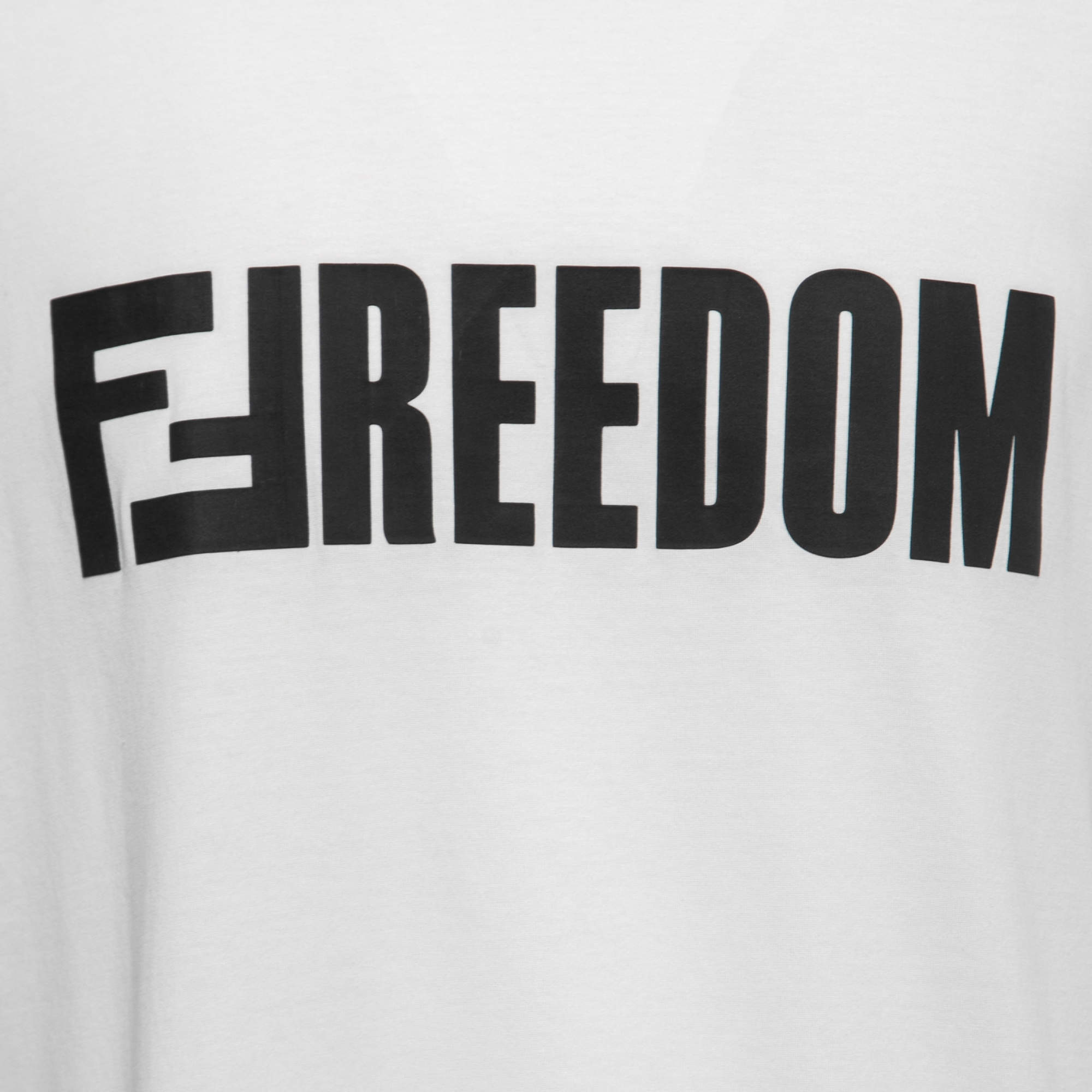 Fendi Black White Cotton FFreedom Print Crew Neck T Shirt L Fendi TLC