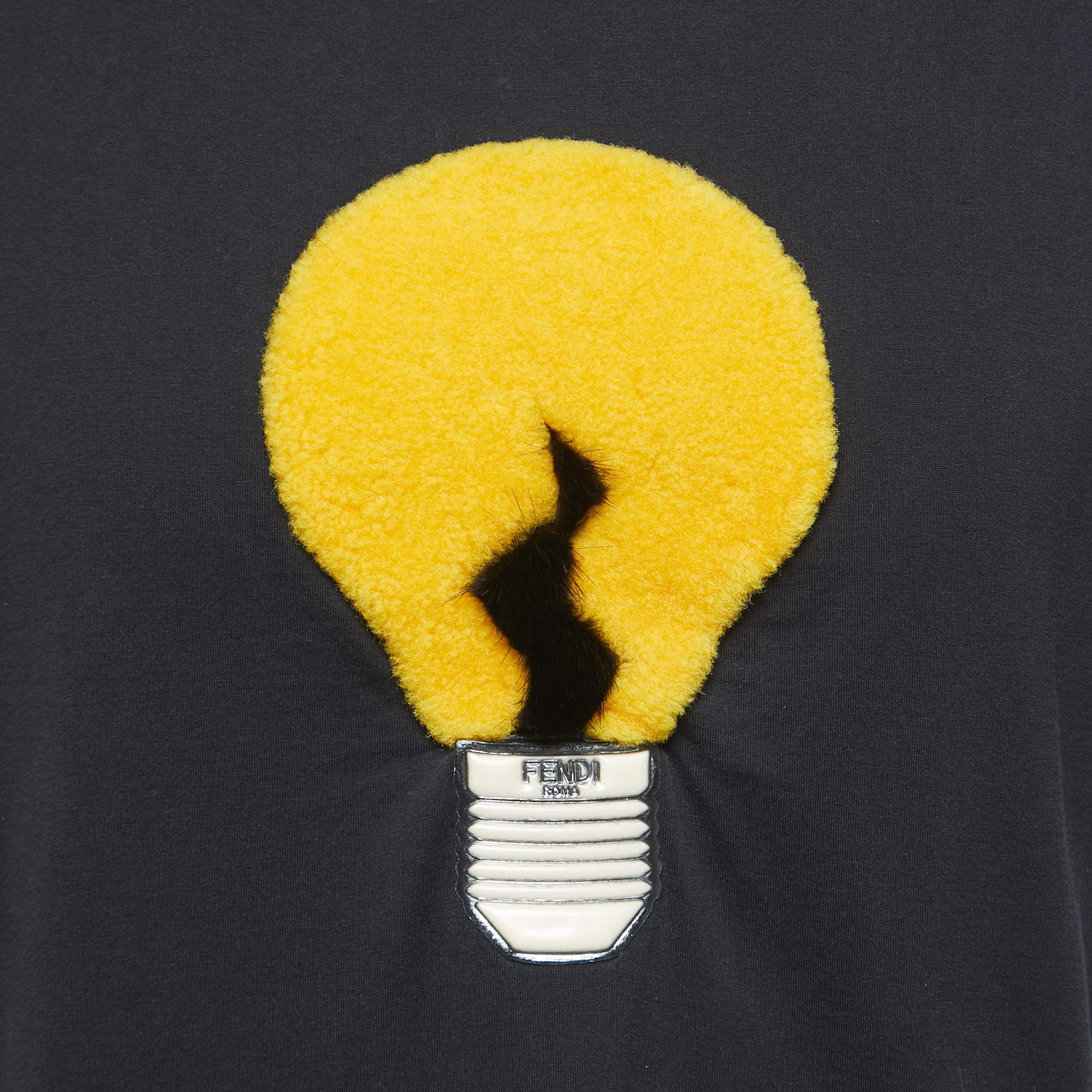 Fendi Black Cotton Light Bulb Patched T Shirt 2XL Fendi TLC