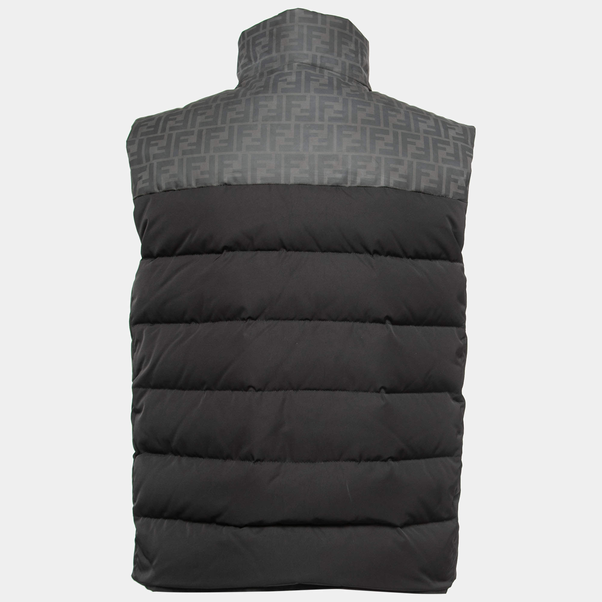 Fendi Black Logo Synthetic Puffer Vest L Fendi TLC