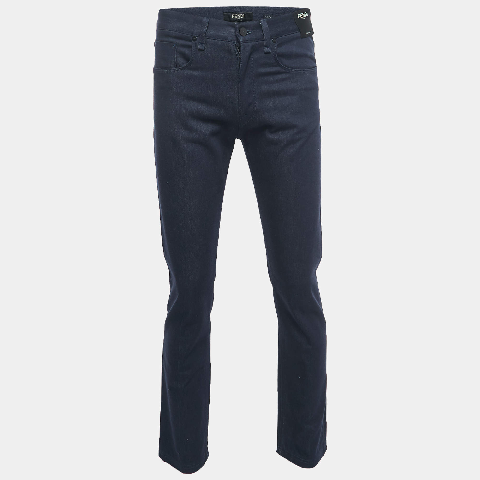 Pre Owned Fendi Dark Blue Denim Regular Fit Jeans S Waist 31"
