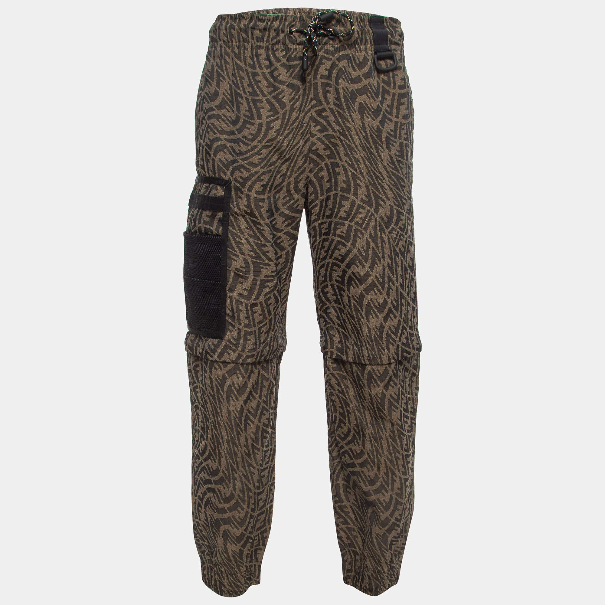 مملوكة مسبقًا Fendi Brown Zucca Jacquard Joggers M