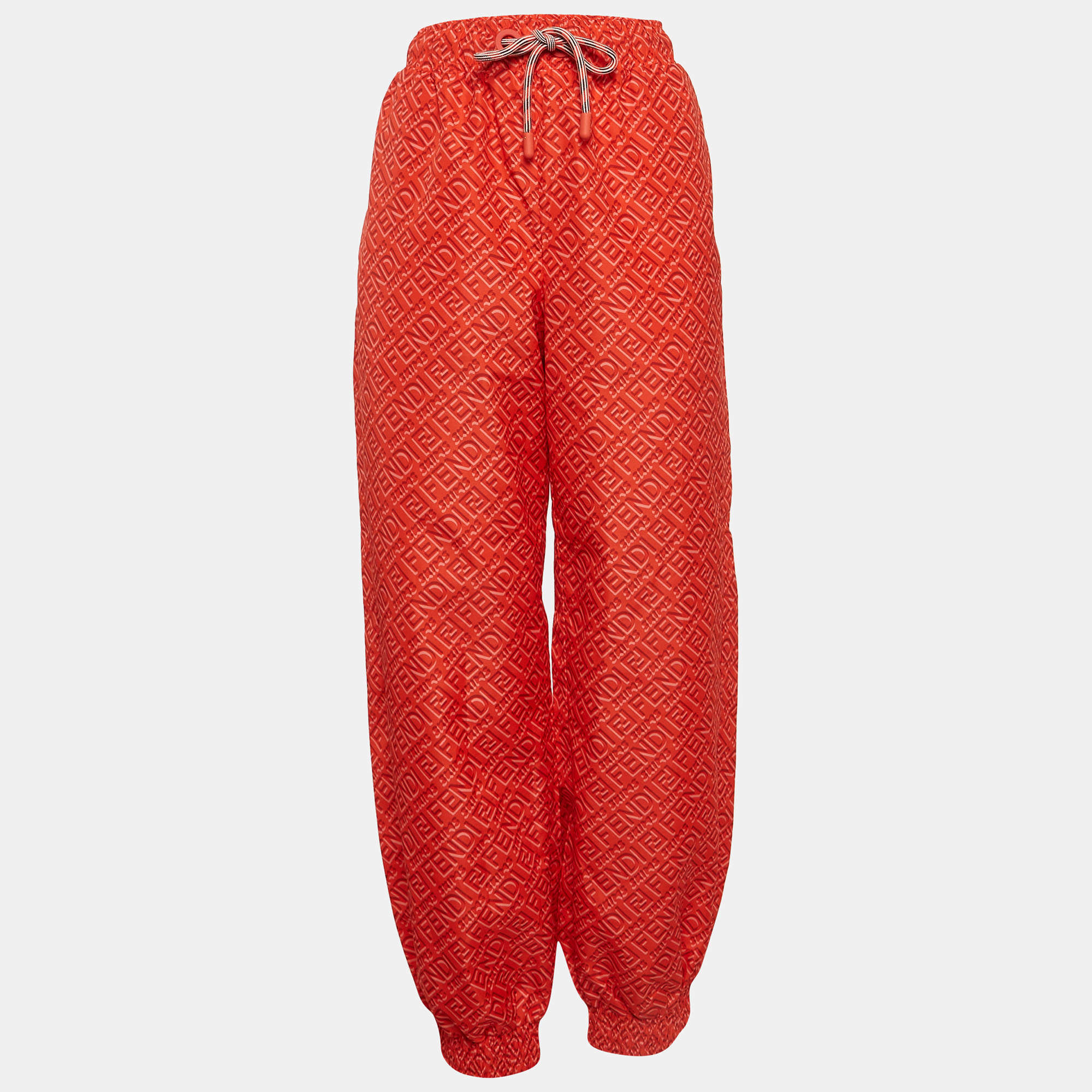 Fendi X Skims Red Logo Print Synthetic Joggers L