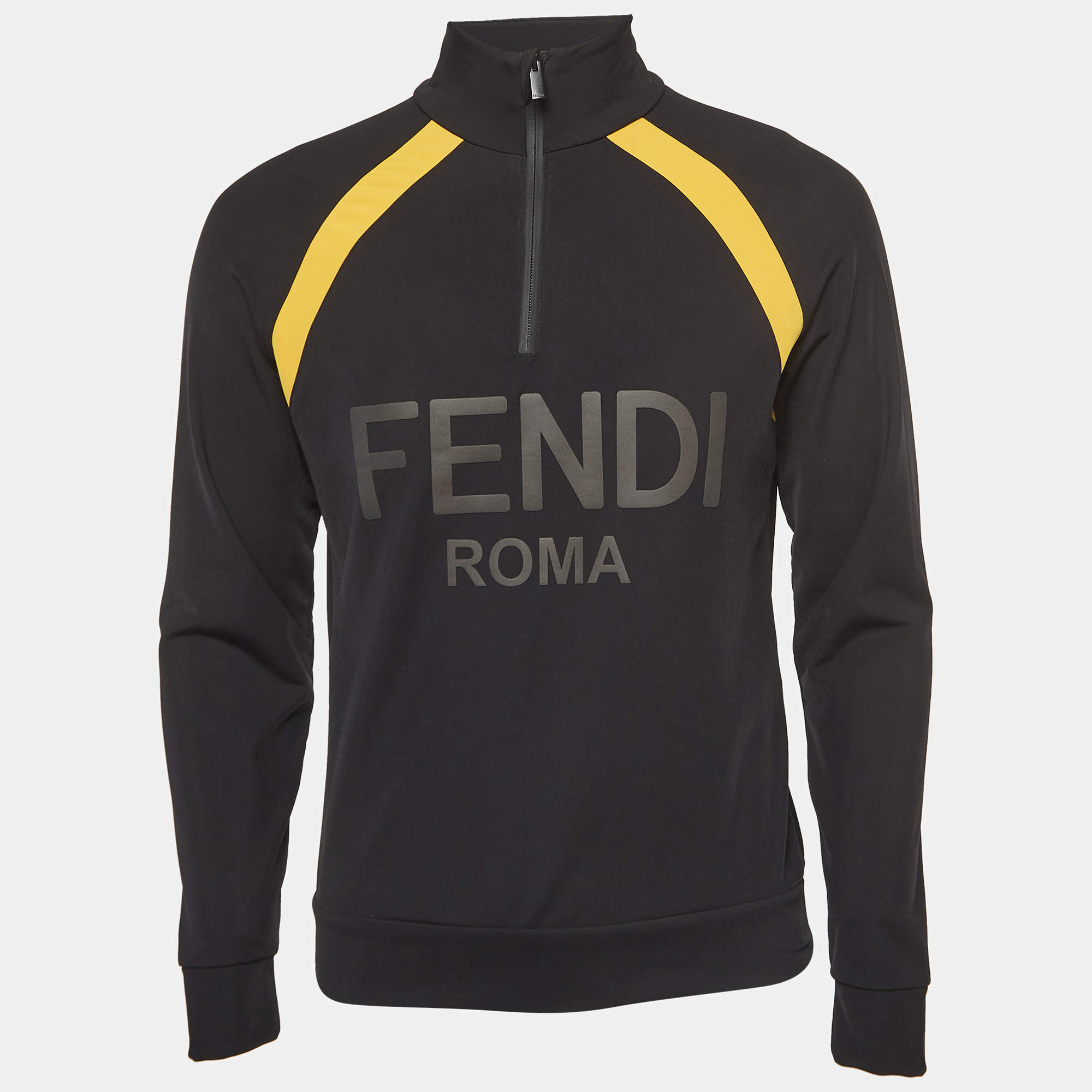 مملوكة مسبقًا Fendi Black Logo Applique Jersey Sweatshirt S