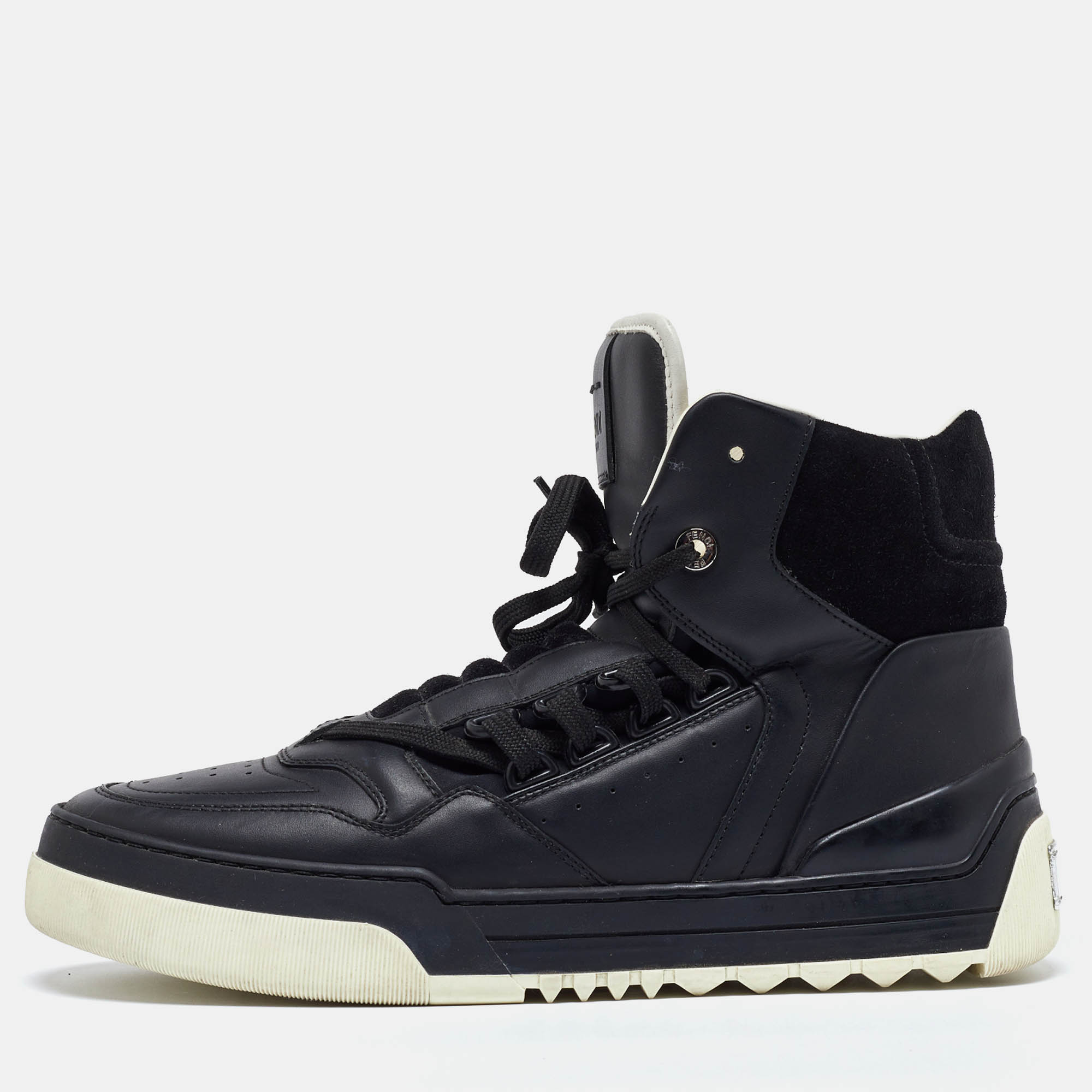 Pre Owned حذاء رياضي فندي طراز تانك مرتفع من أعلى جلد و سويدي أسود مقاس 42