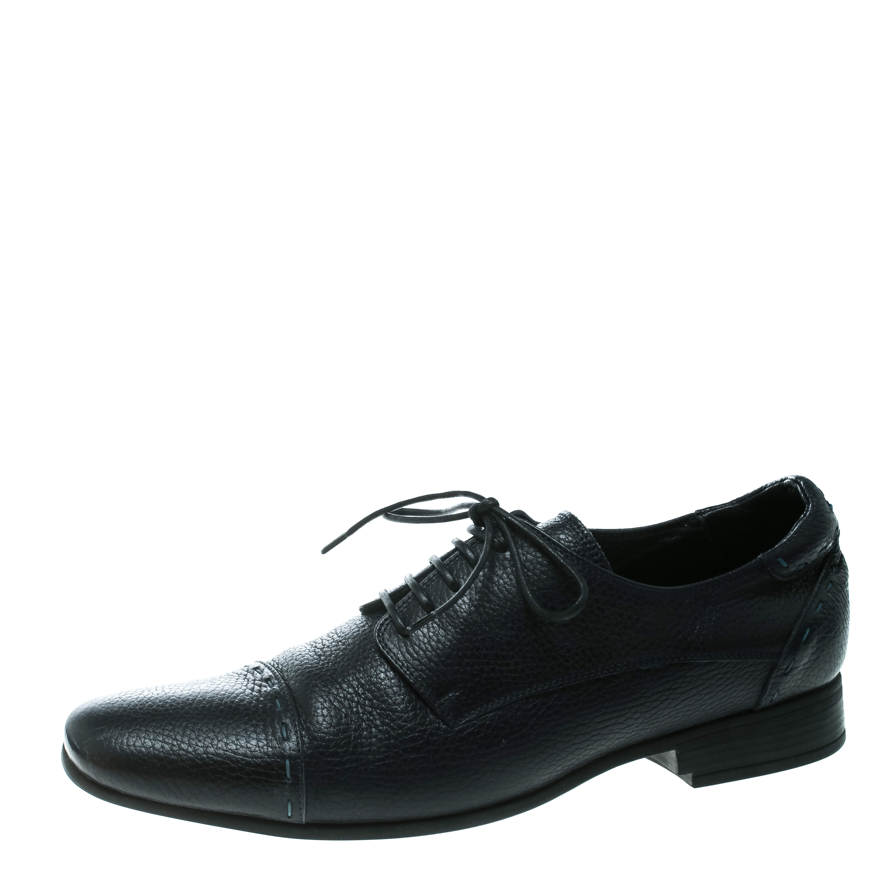 Fendi Blue Leather Lace Up Oxfords Size 44