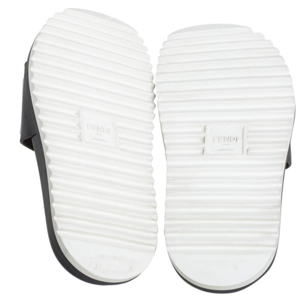 Fendi Black Rubber Vocabulary Slides Sandals Size 40 Fendi TLC