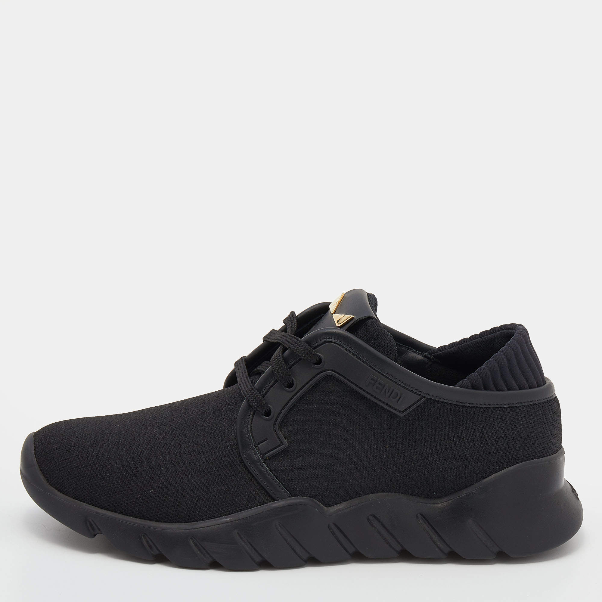 Fendi Black Fabric I See You Low Top Sneakers Size 40