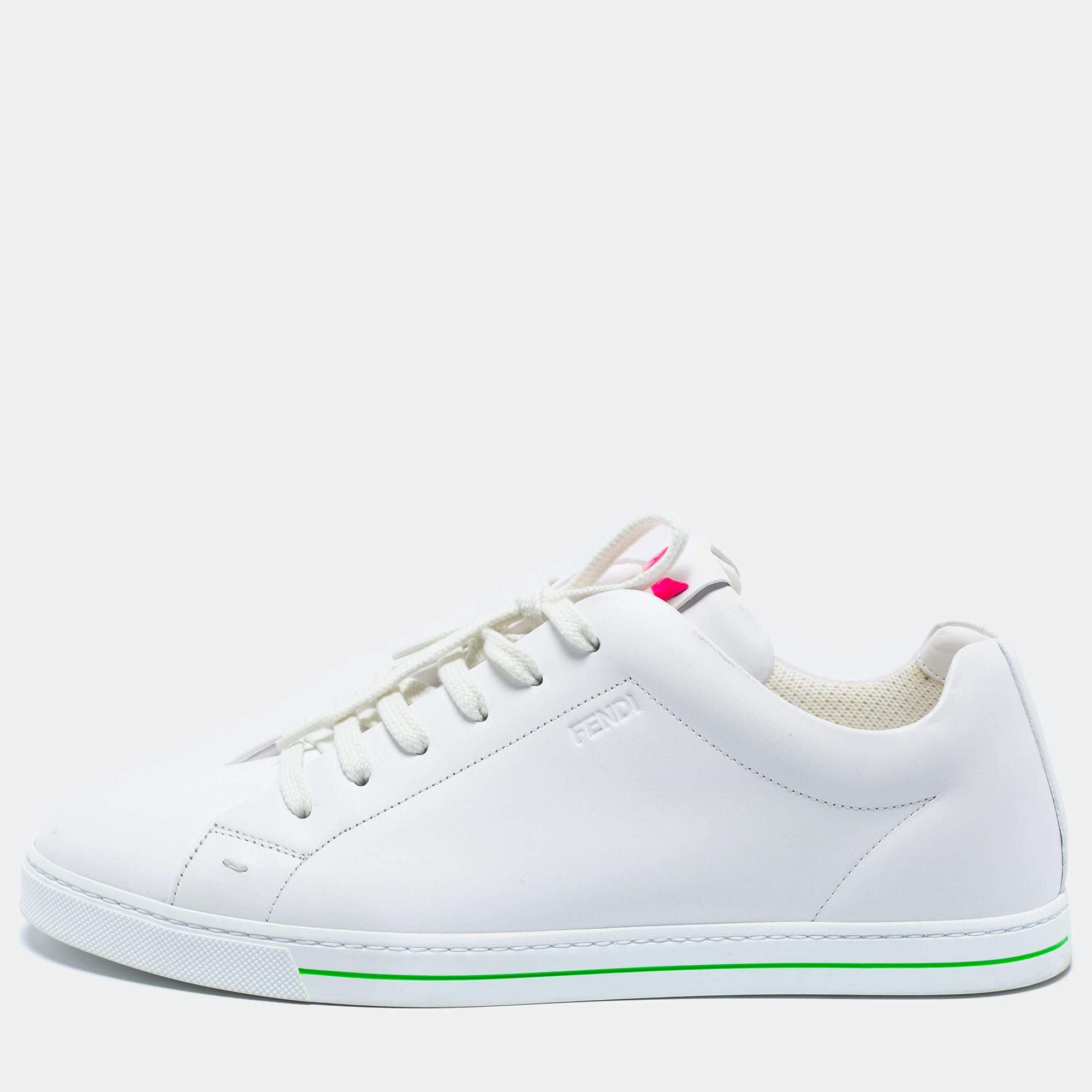 Fendi White Leather Low-Top Sneakers Size 43