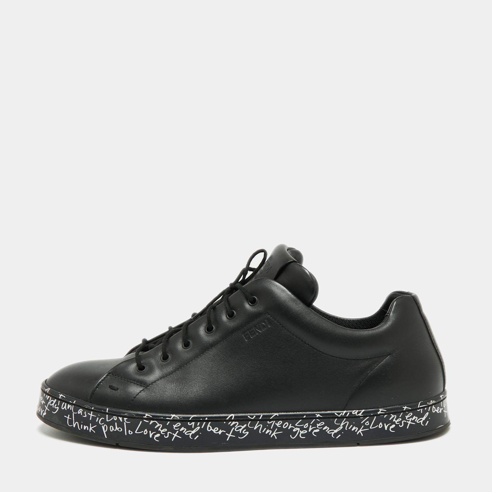 Fendi black leather sneakers best sale