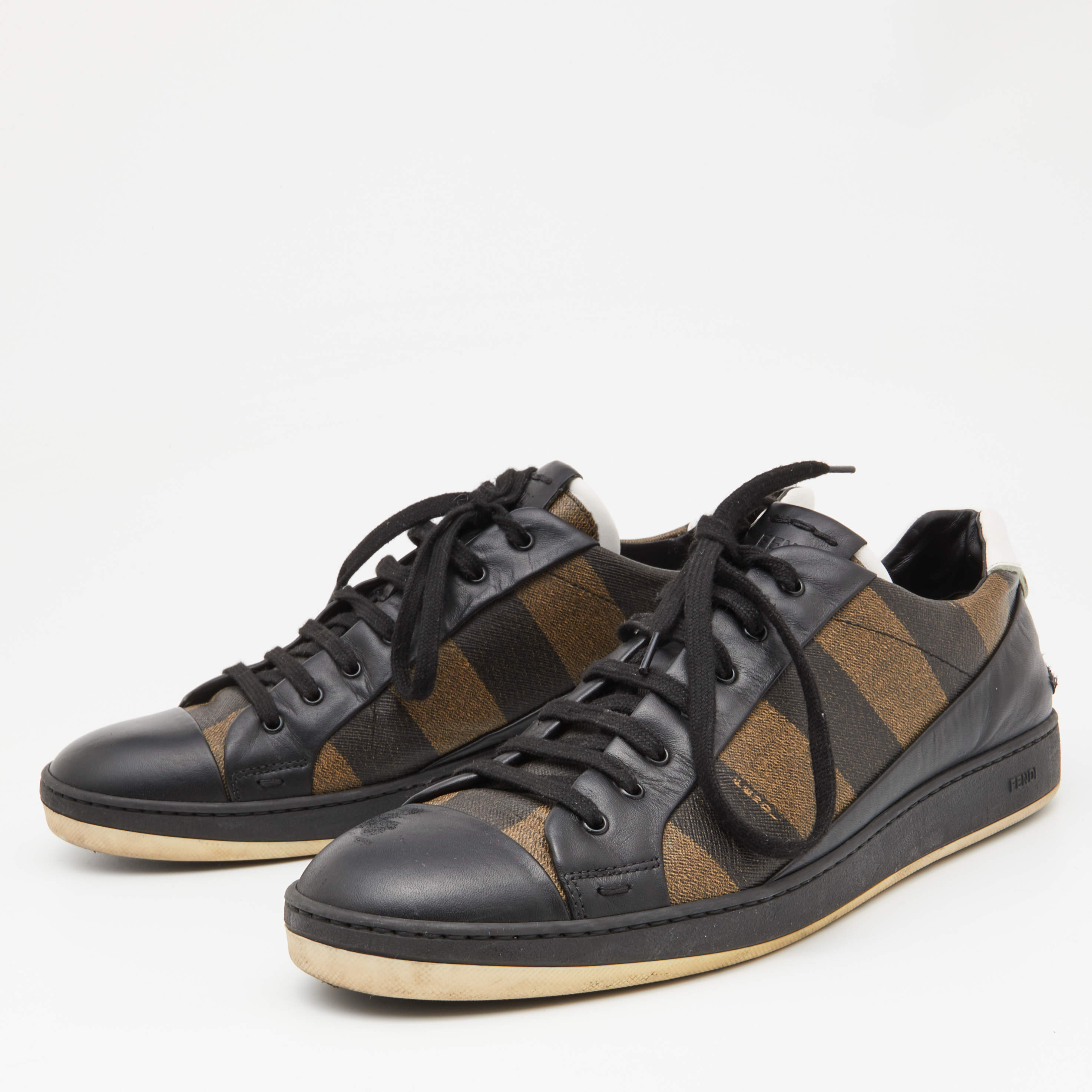 Louis Vuitton Brown Monogram Canvas And Leather Slalom Low Top Sneakers  Size 44
