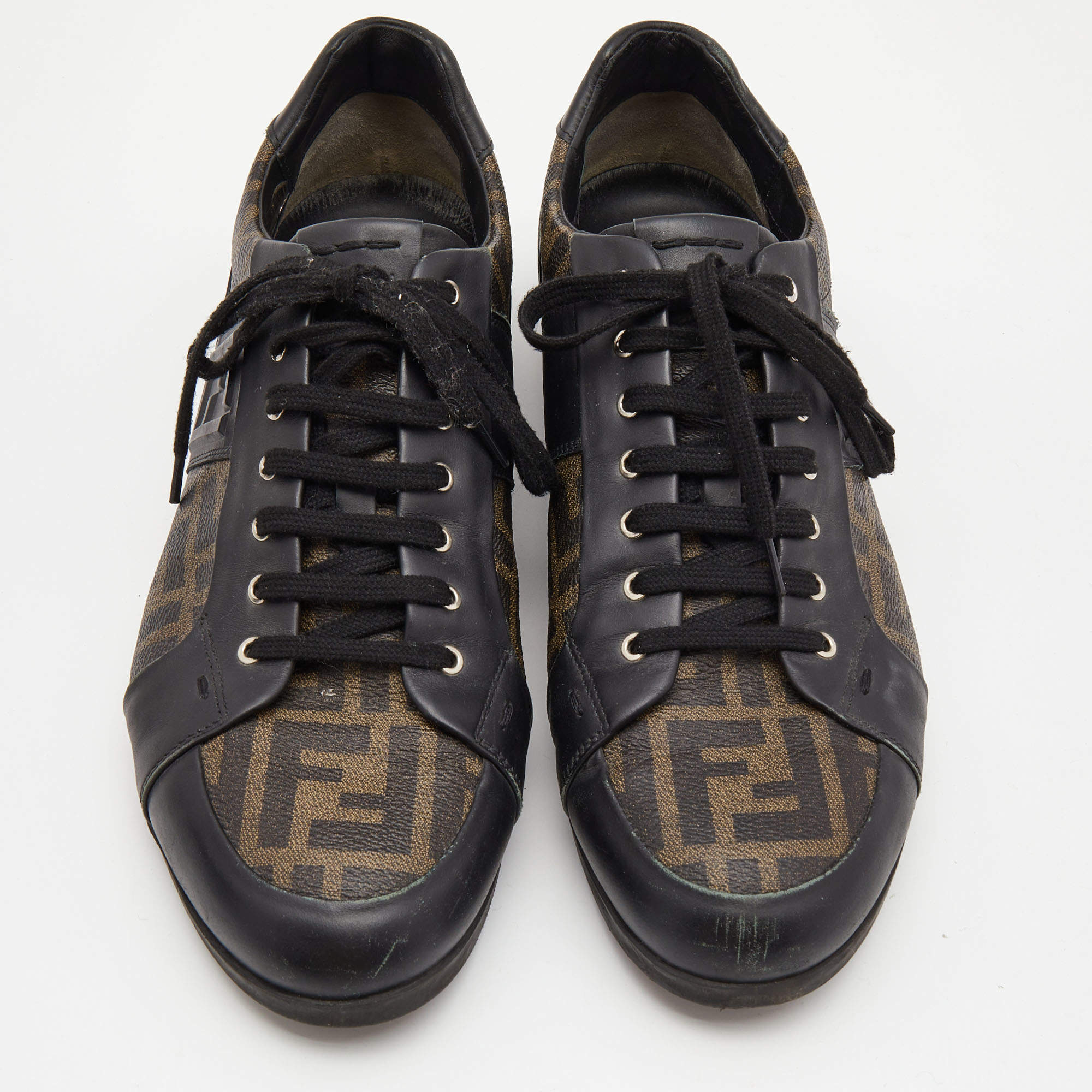 Fendi Tobacco Zucca Canvas/Leather Force Low Top Sneakers Size 5.5/36