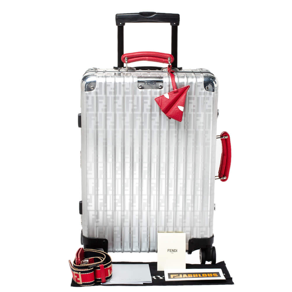 Fendi x Rimowa Cabin Trolley Luggage Zucca Yellow Web Belt Silver in  Aluminum/Leather with Silver-tone - US