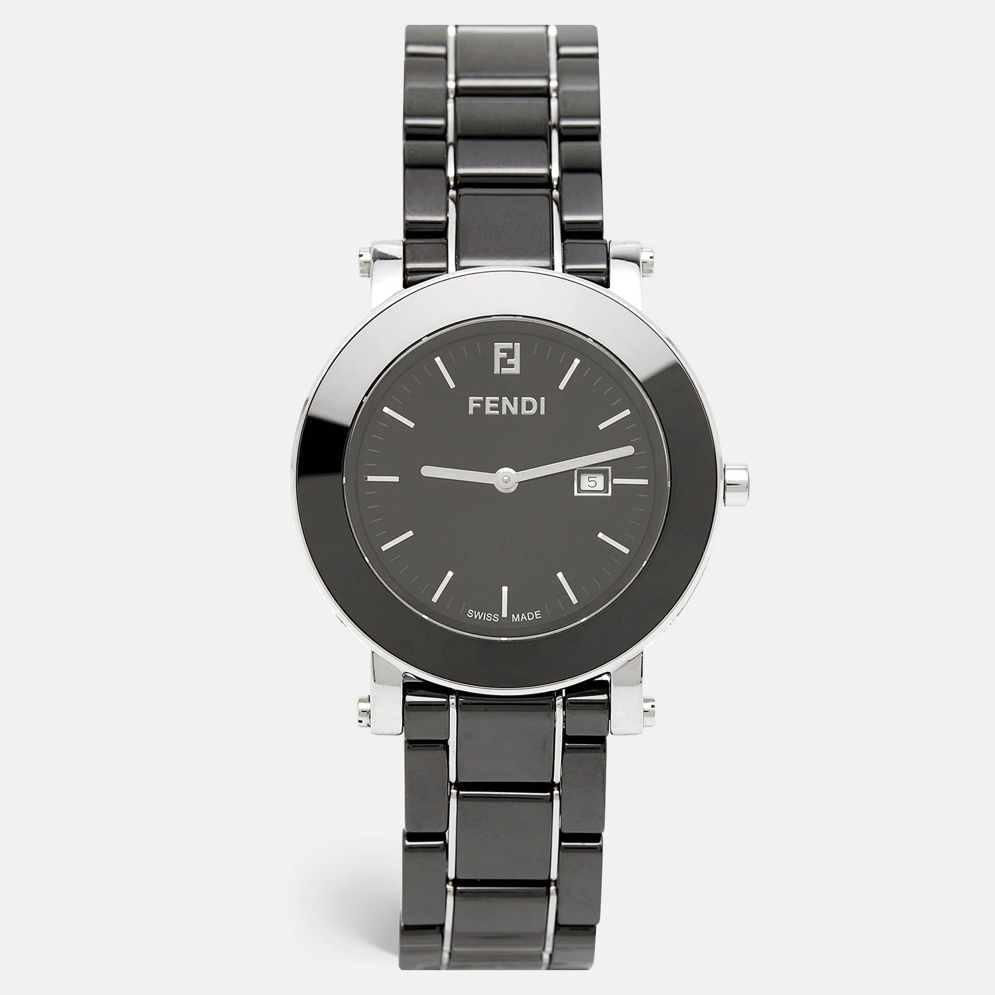 Fendi Black Ceramic Stainless Steel Orologi 6400G Women's