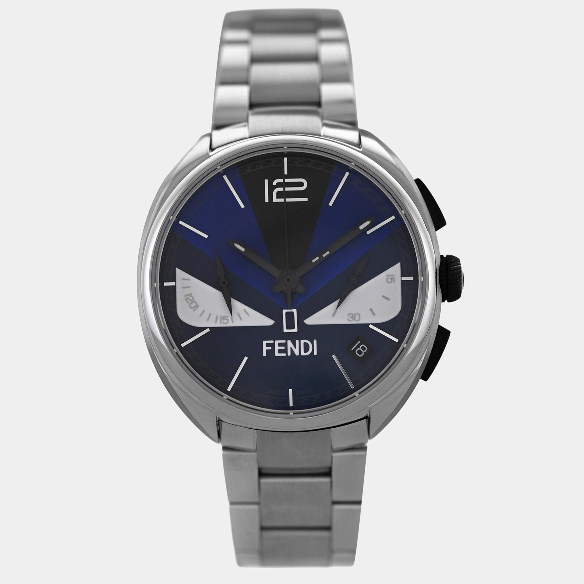 Pre Owned Fendi Momento Bugs F215013500 Quartz Stainless Steel Men's Wristwatch 40 mm