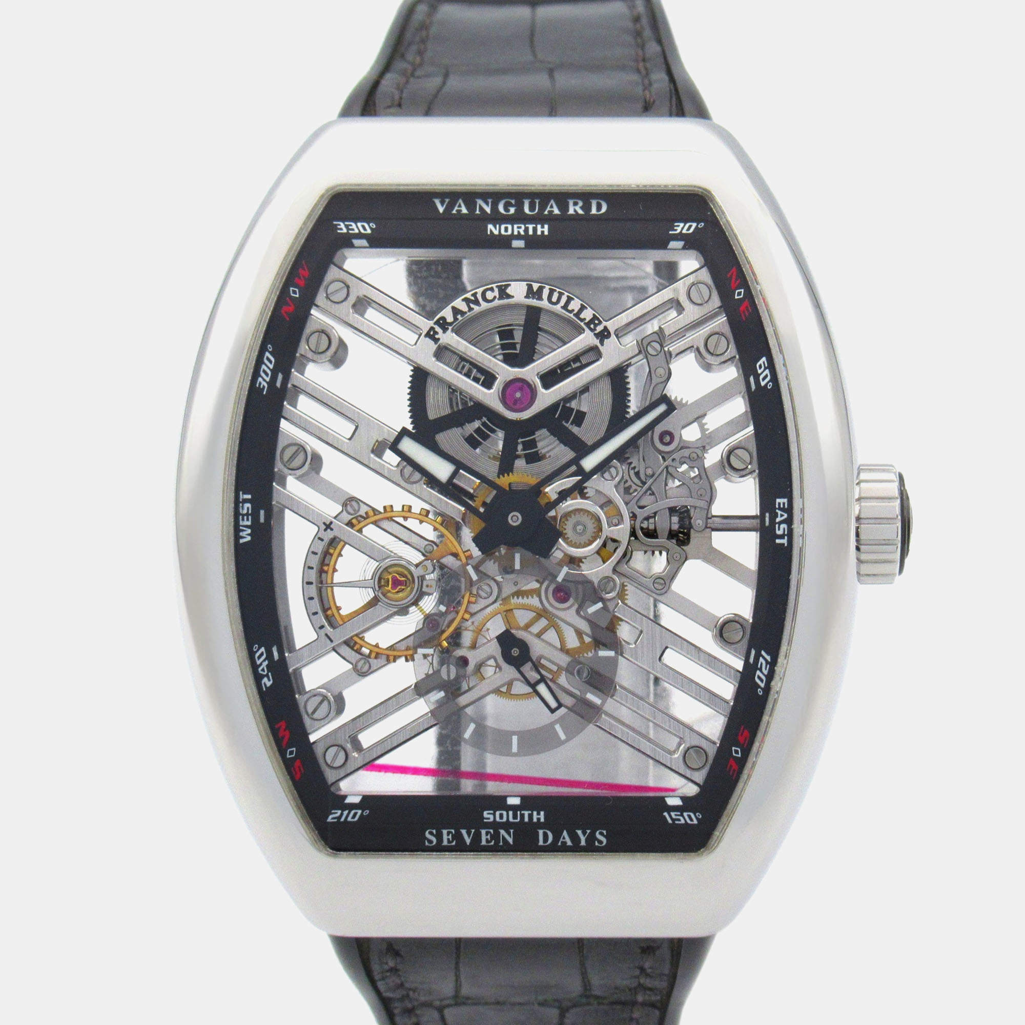 Franck Muller Skeleton Stainless Steel Vanguard 7 Days Power Reserve V45S6SQT Manual winding Men's Wristwatch 44 mm