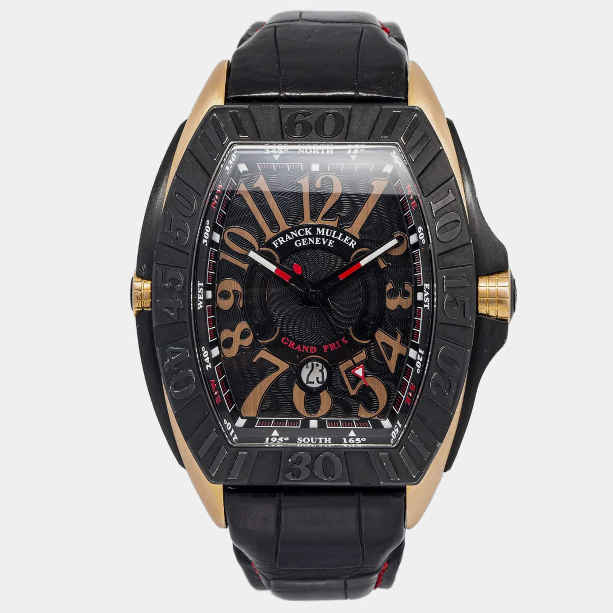 Franck Muller Grand Prix 9900 SC GP Automatic Black 18K Rose Gold Titanium Men's Wristwatch 49mm