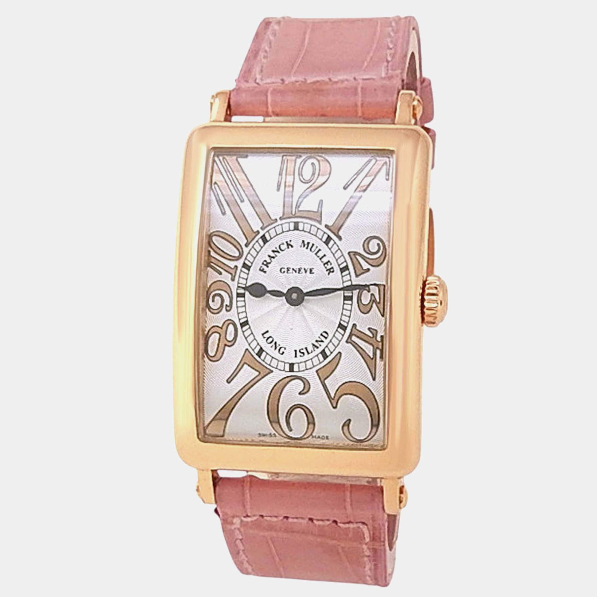 Pre Owned Franck Muller Long Island 952 QZ REL Quartz Silver 18K Rose Gold Women’s Wristwatch 26 mm
