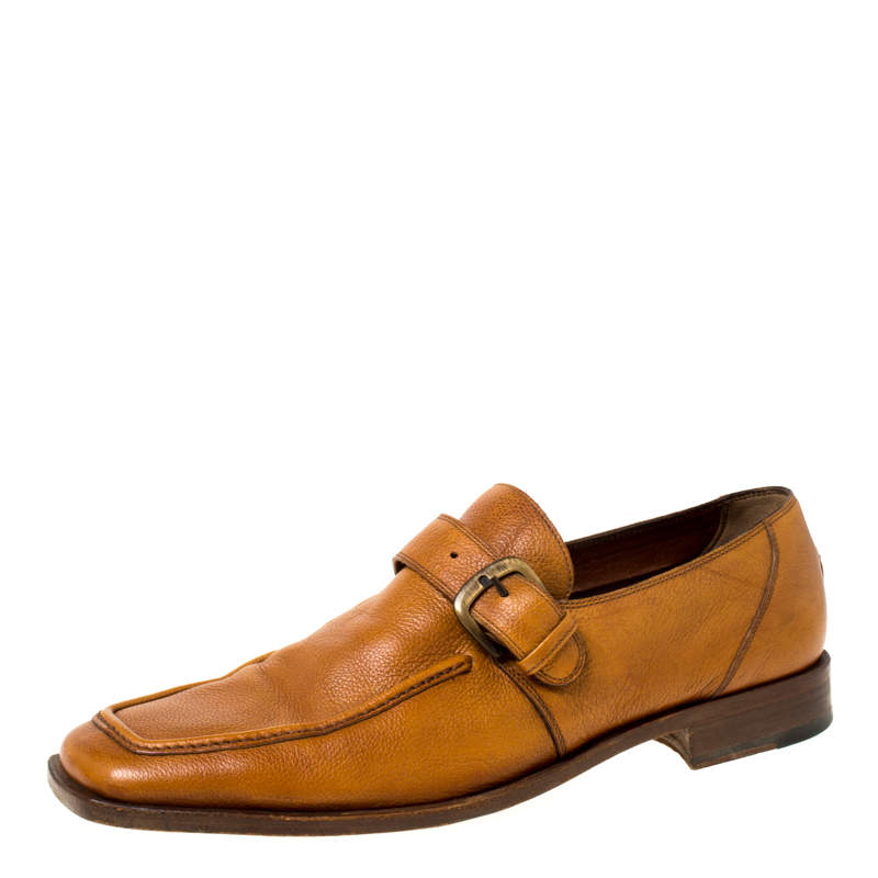 مملوكة مسبقًا Fratelli Rossetti Brown Leather Monk Strap Loafers Size 44.5