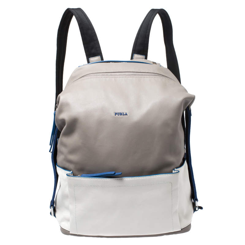 مملوكة مسبقًا Furla Grey/Blue Leather Icaro Backpack