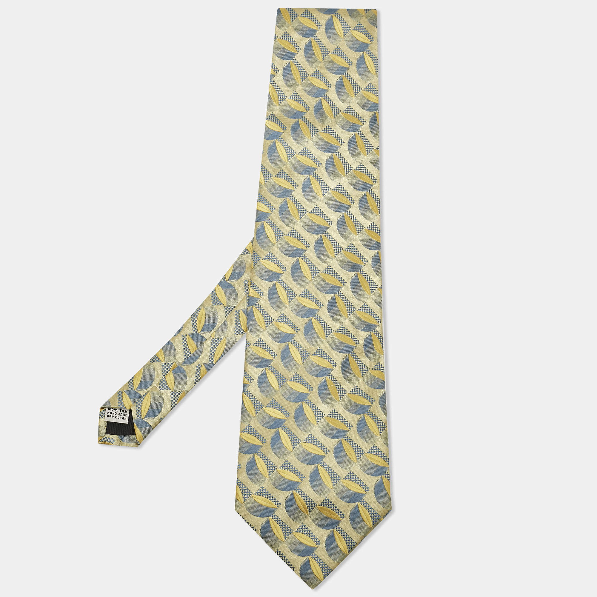 Gianfranco Ferre Yellow Patterned Silk Traditional Tie 