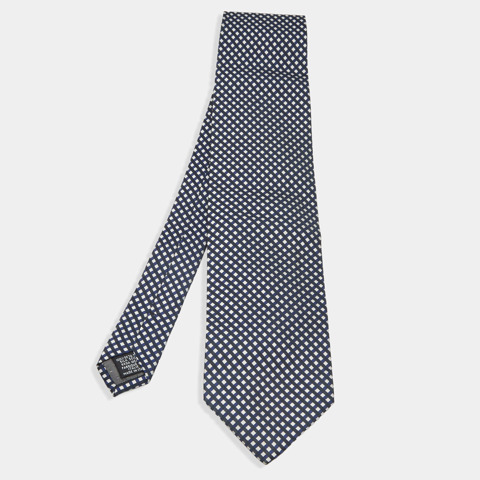 Pre Owned Gianfranco Ferre Grey/Blue Checkered Silk Tie
