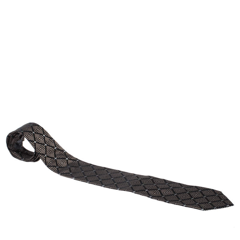 Gianfranco Ferre Vintage Brown Jacquard Silk Tie