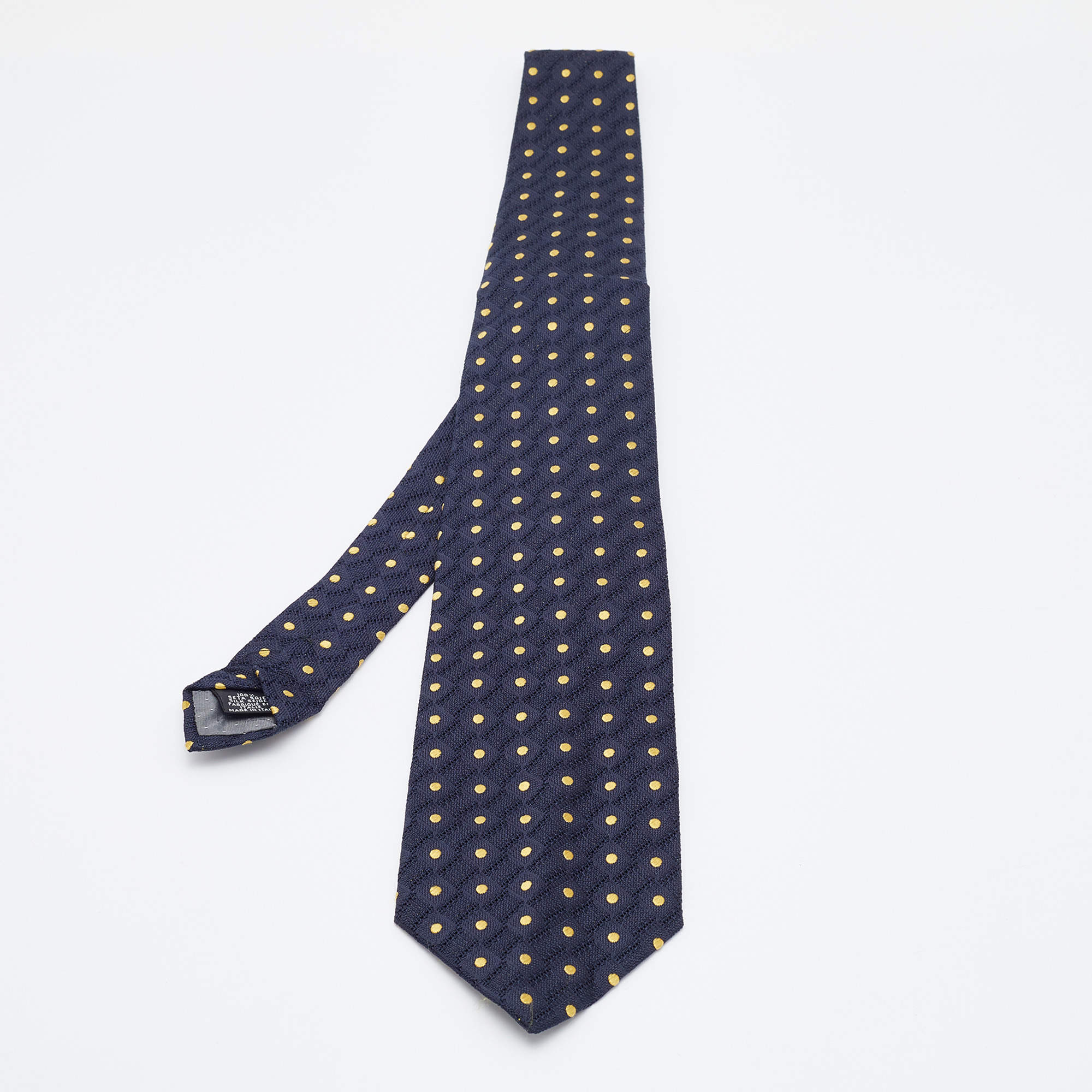 Pre Owned Gianfranco Ferre Navy Blue Polka Dot Silk jacquard Tie