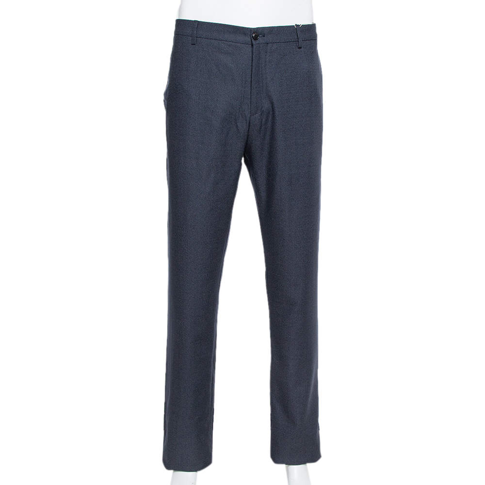 Giorgio Armani Navy Blue Speckled Wool & Silk Classic Trousers 4XL 