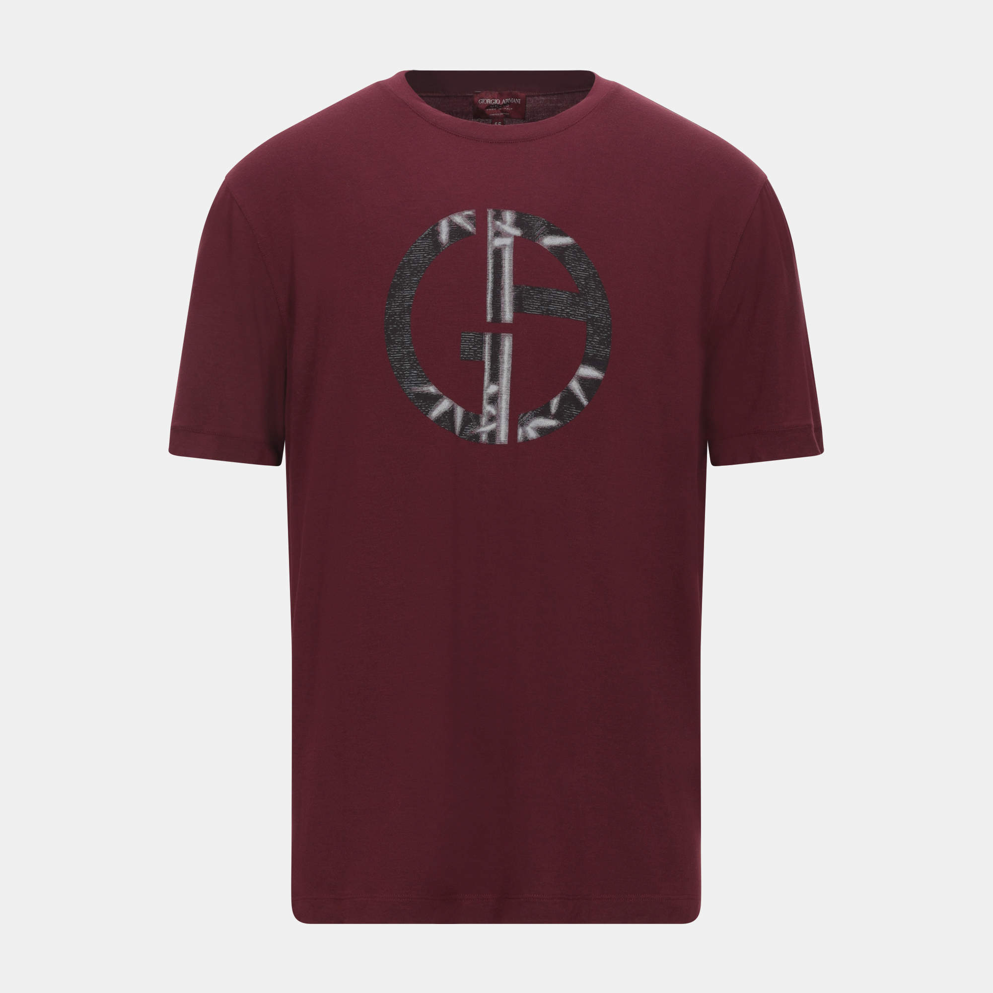 Giorgio Armani Maroon Logo Print Jersey T-Shirt XXL (IT 54)