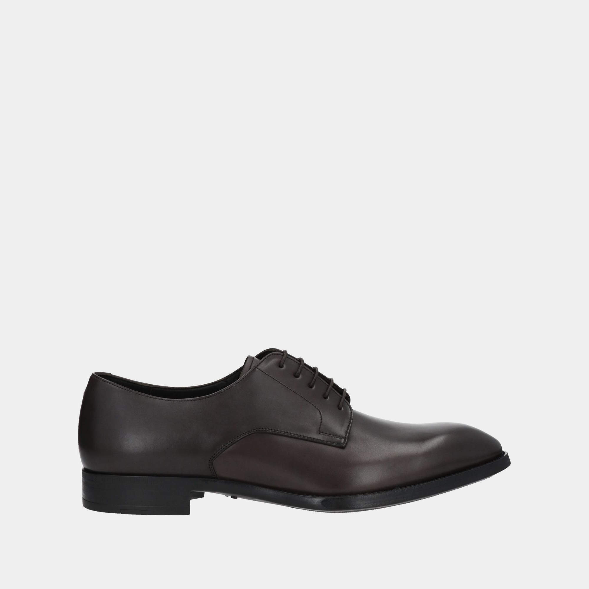 Giorgio Armani Brown Leather Lace Up Derby 41