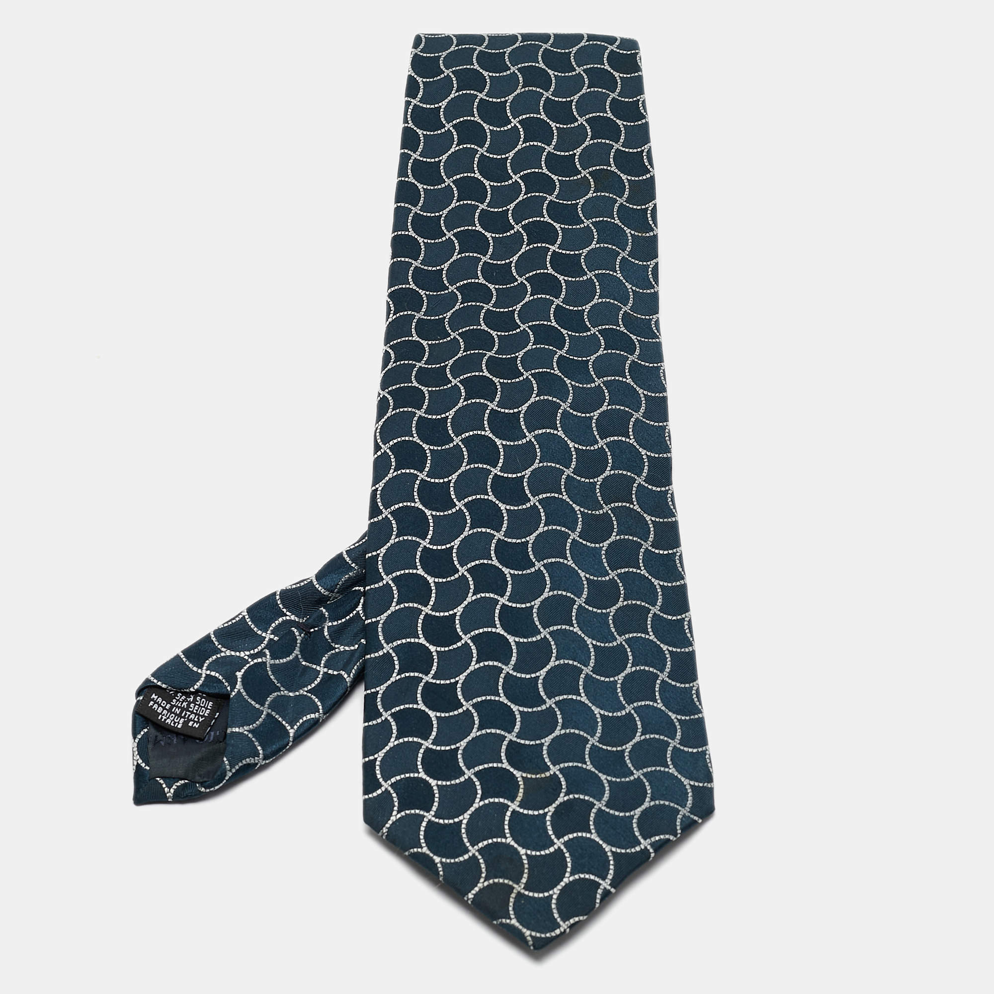 Giorgio Armani Blue Geometric Silk Traditional Tie