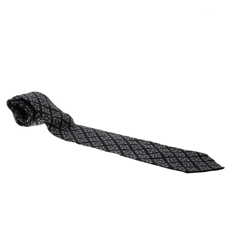 Giorgio Armani Cravatte Black Paisley Printed Silk Traditional Tie