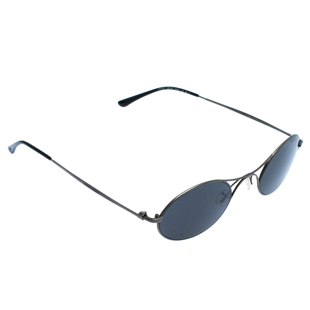 Giorgio Armani Matte Gunmetal/ Grey AR6018-T Frames of Life Oval Sunglasses  Giorgio Armani | TLC
