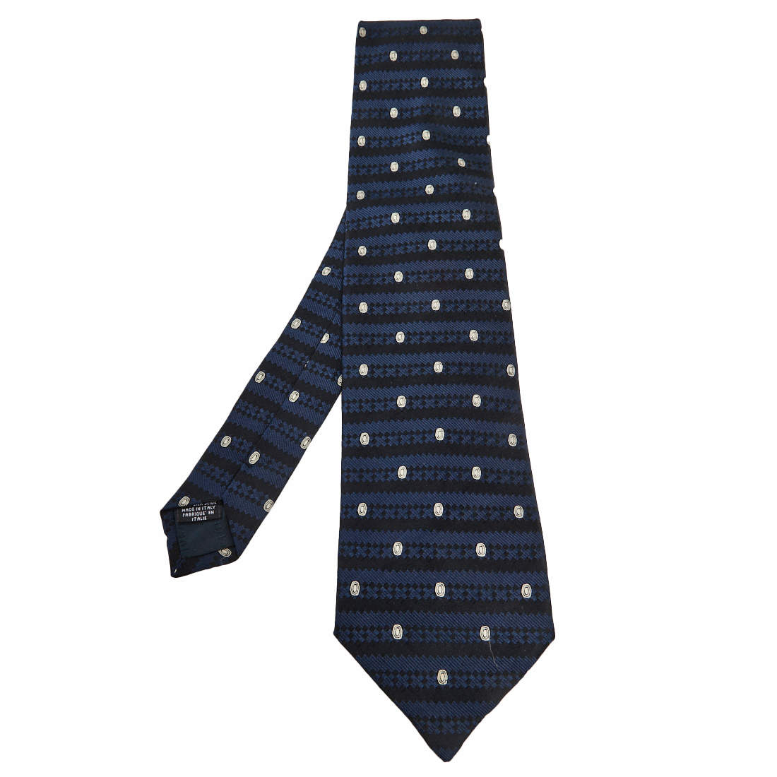 Pre Owned Giorgio Armani Navy Blue Silk Jacquard Tie