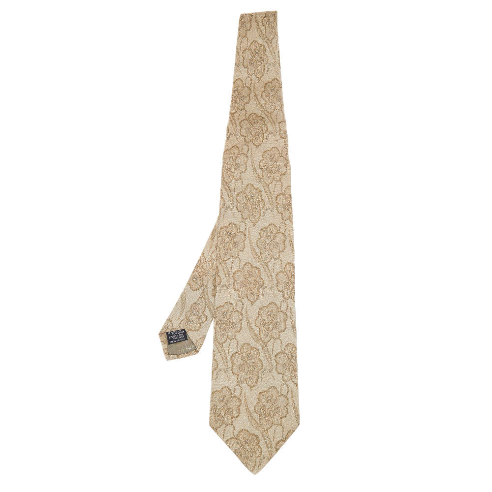 Pre Owned Giorgio Armani Floral Linen Silk Tie