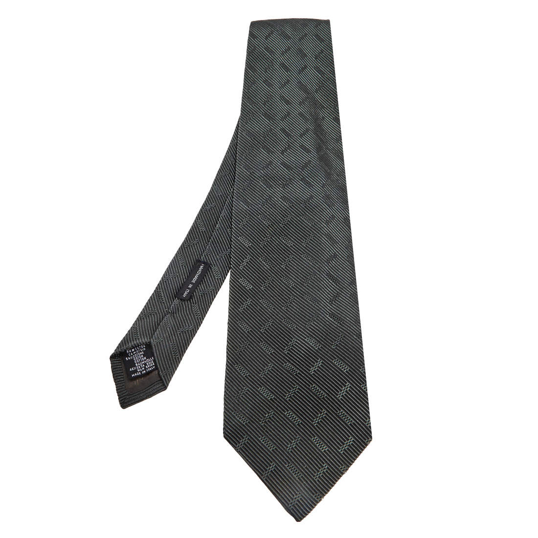 Pre Owned Giorgio Armani Grey Cotton & Silk Jacquard Tie