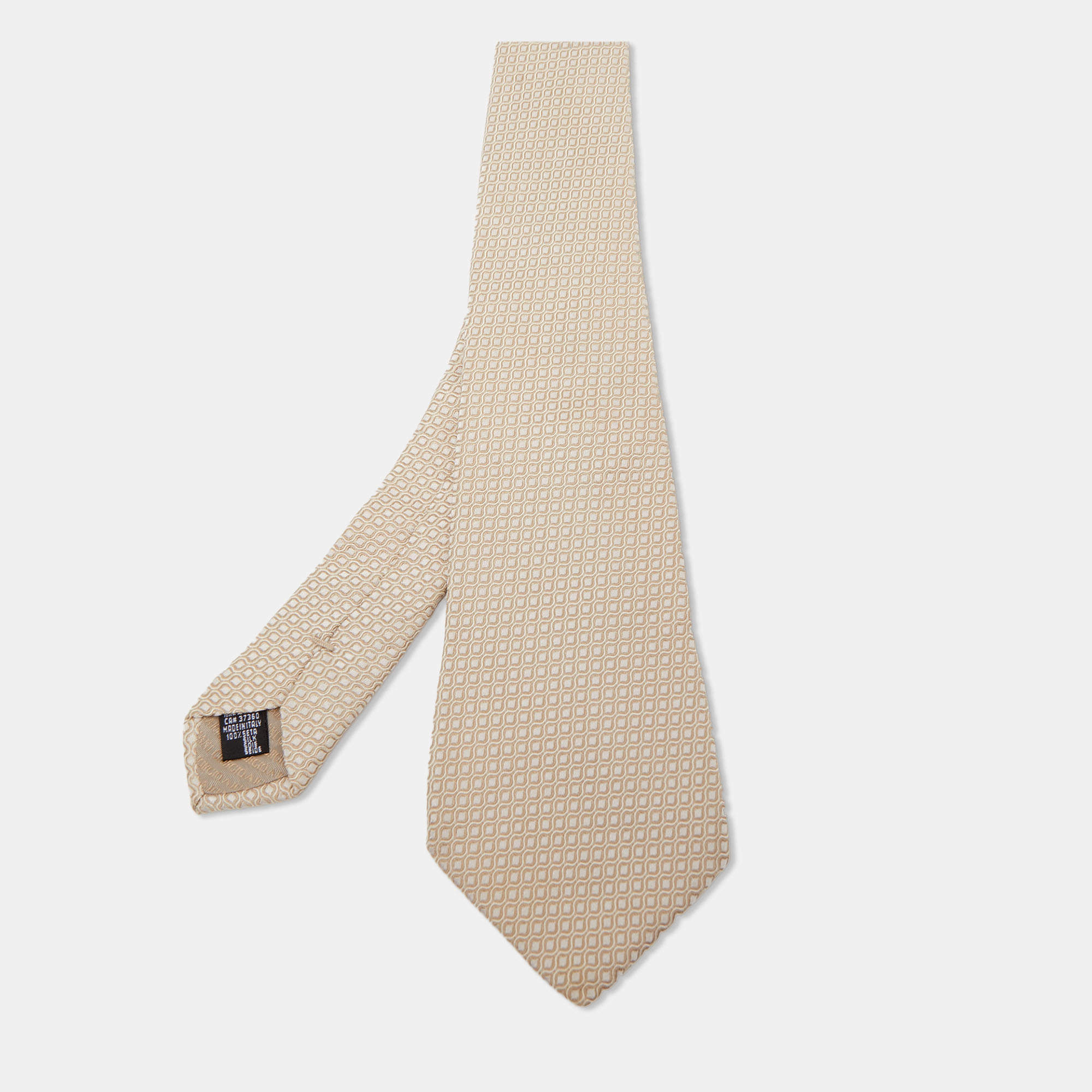 Giorgio Armani Beige Patterned Silk Tie