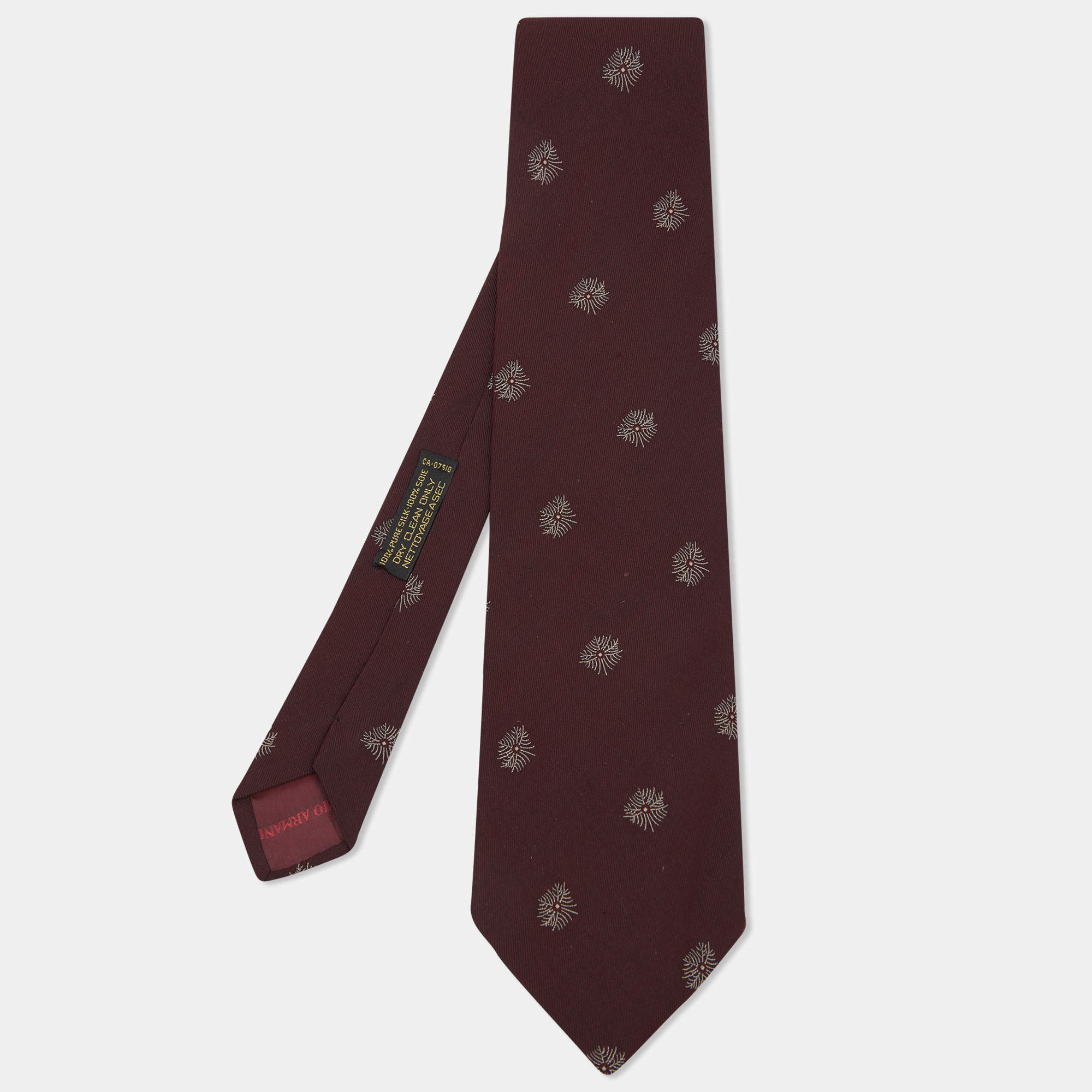 Giorgio Armani Burgundy Silk Jacquard Tie