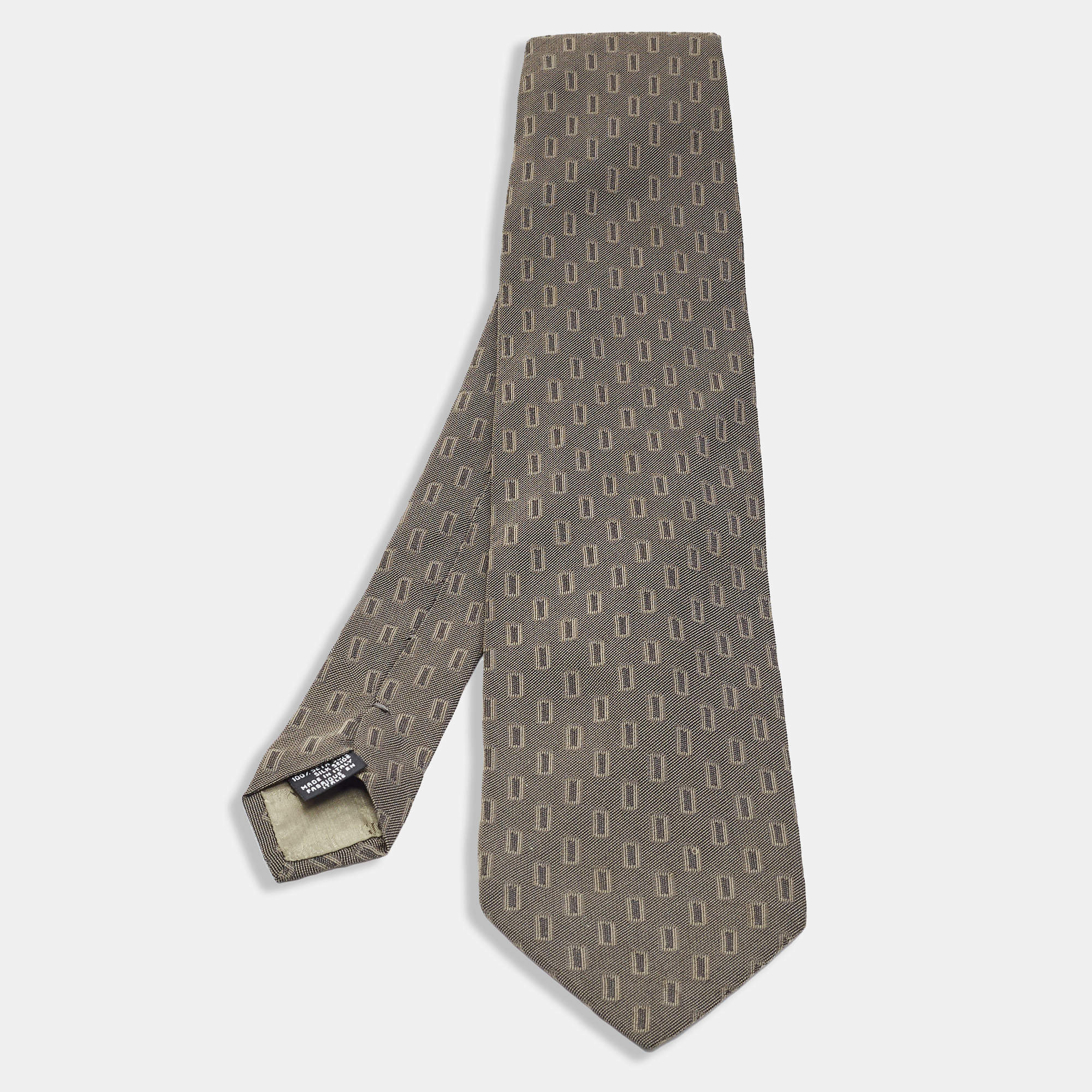 Giorgio Armani Vintage Grey Patterned Silk Tie