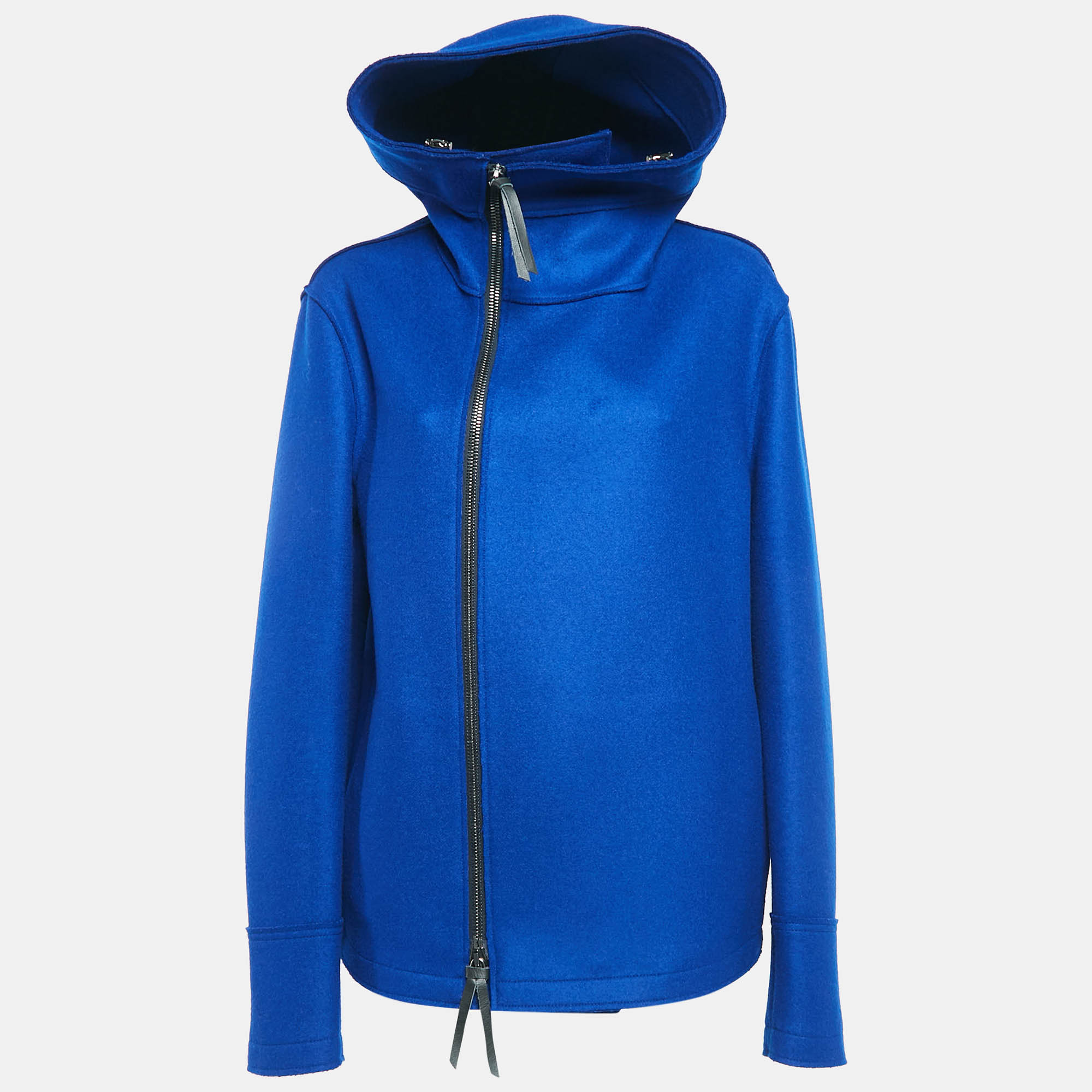 Giorgio Armani Blue Virgin Wool Zip-Up High Neck Coat XL
