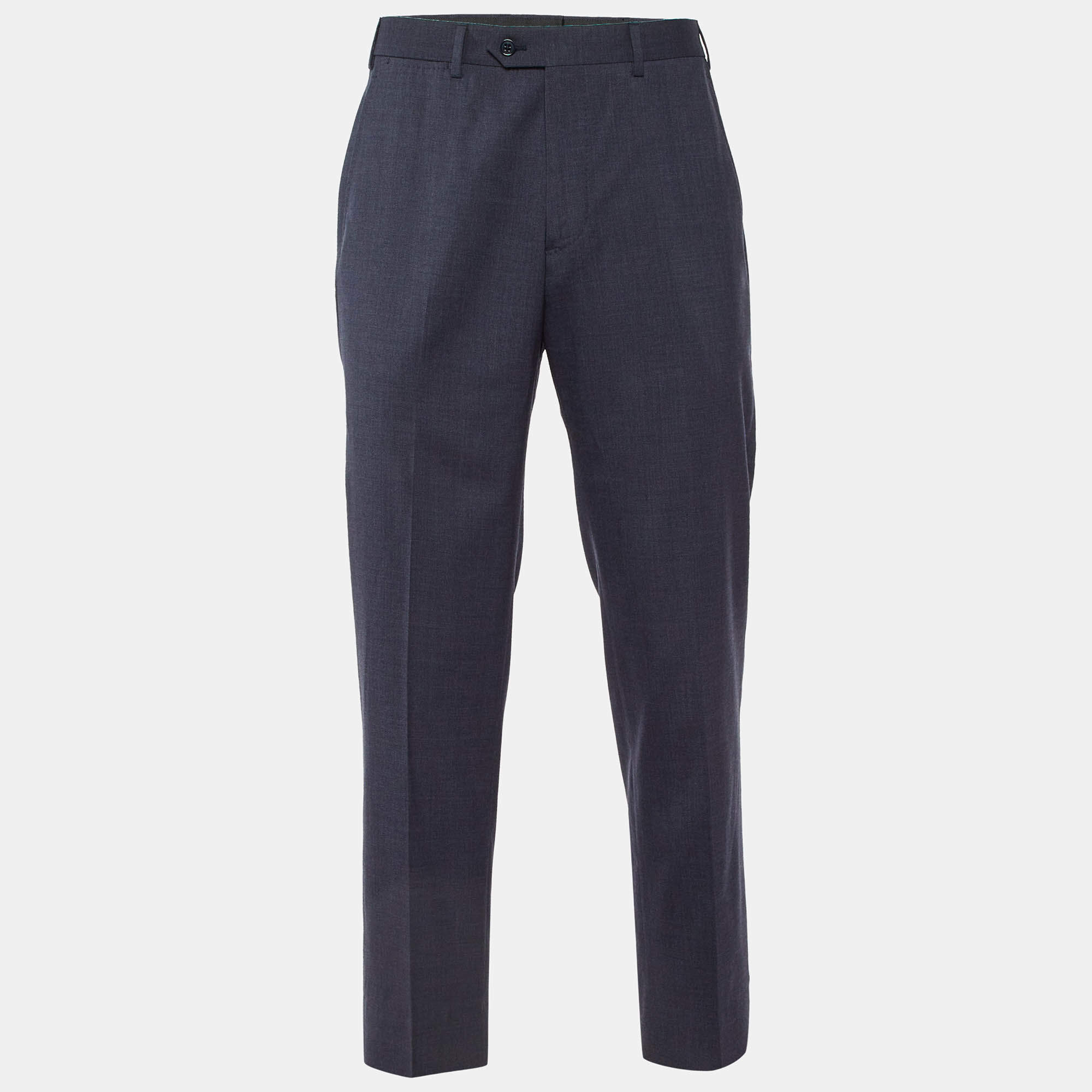 Giorgio Armani Dark Blue Wool Tailored Trousers M