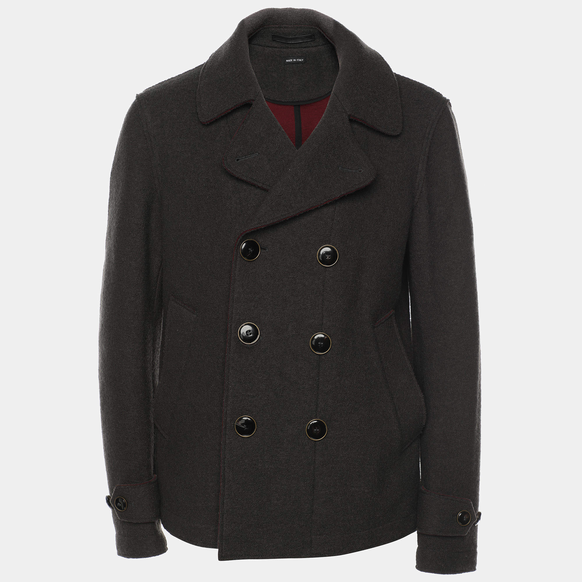 Giorgio Armani Dark Grey Virgin Wool Double Breasted Blazer S