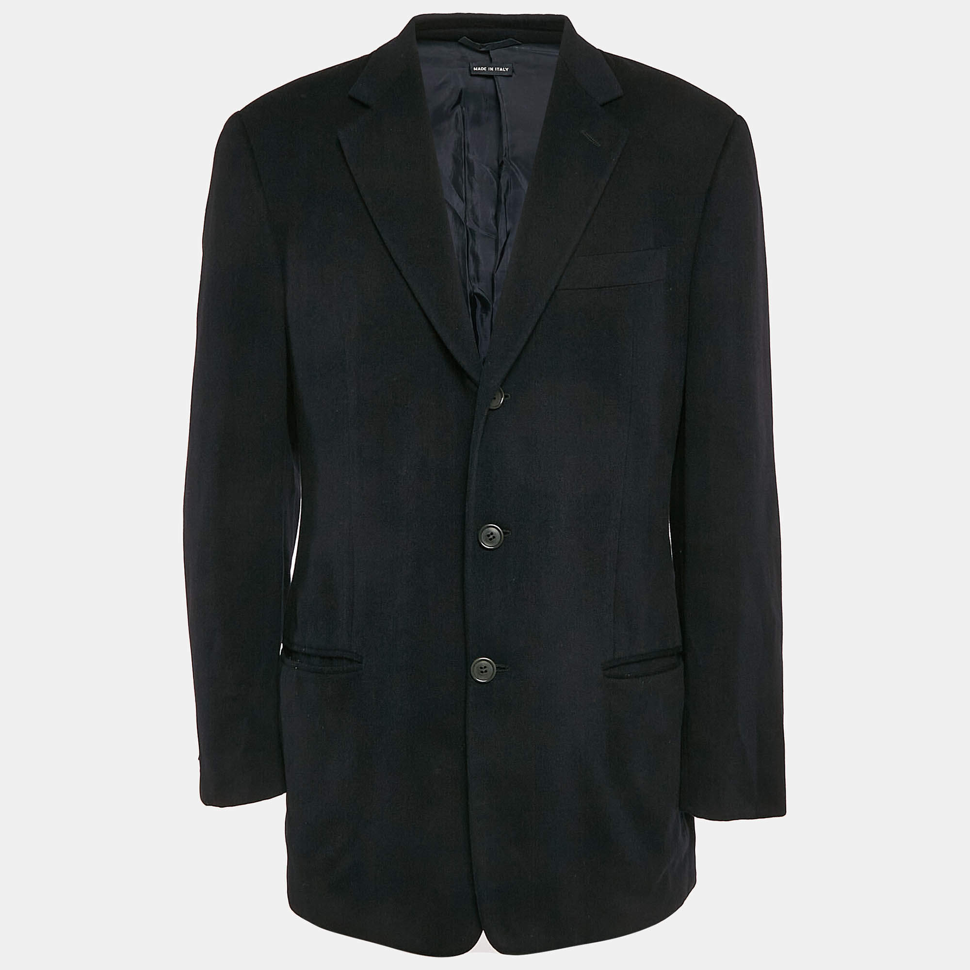 Giorgio Armani Black Cashmere Single Breasted Blazer L