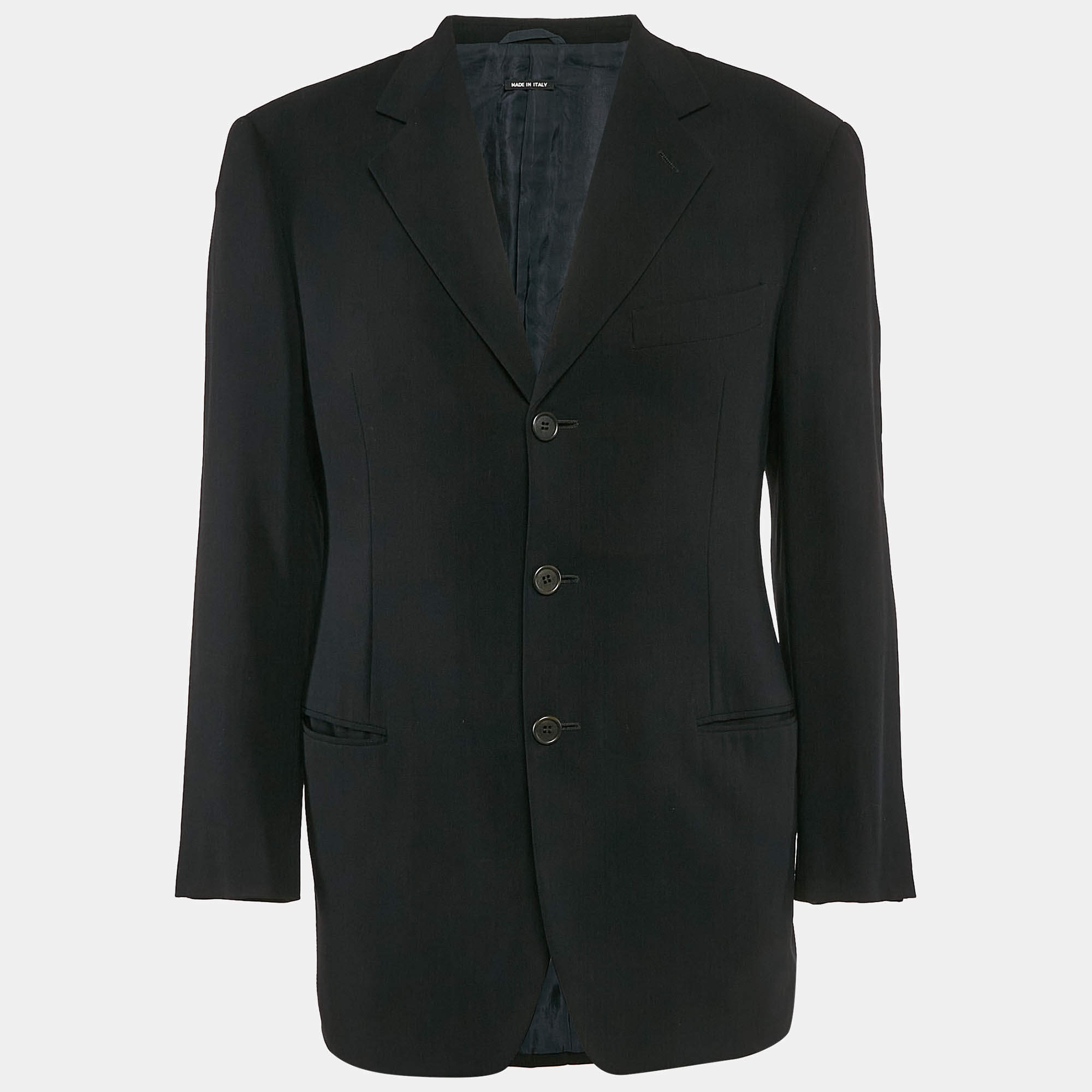 Giorgio Armani Black Wool Single Breasted Blazer S