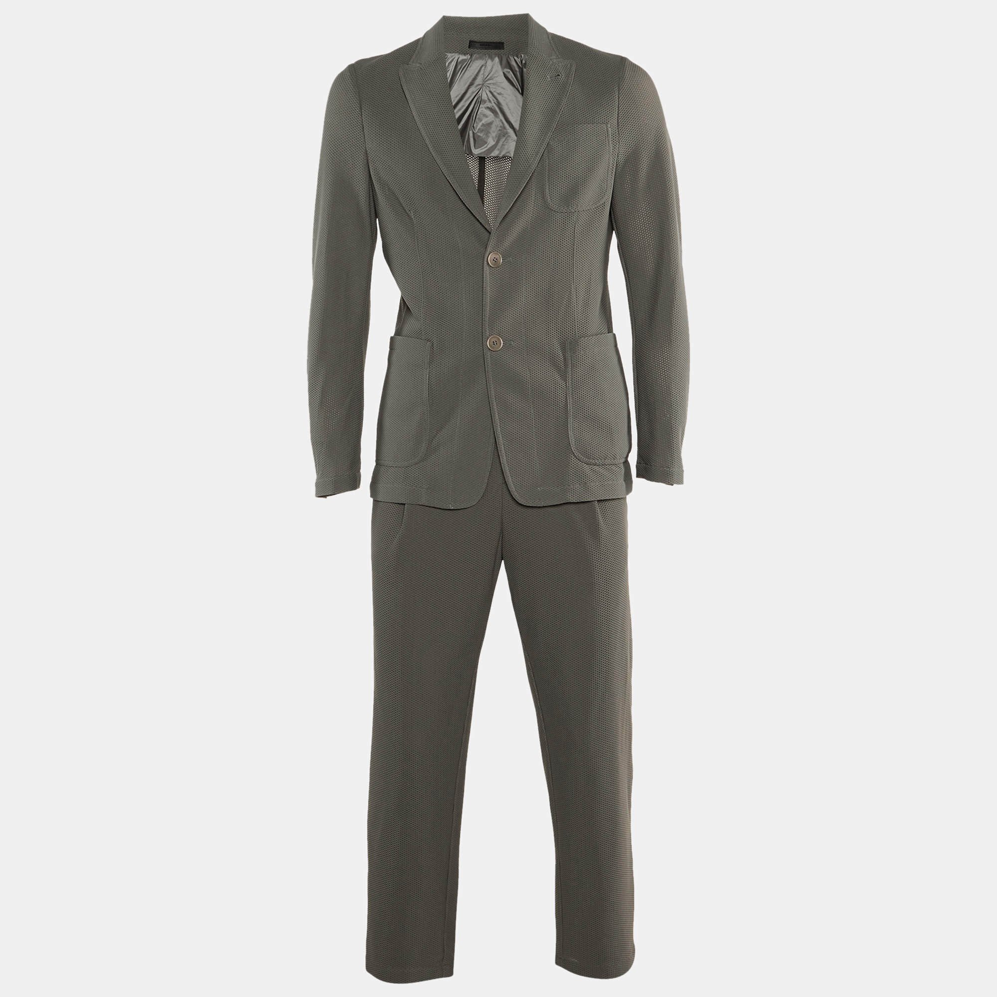 Giorgio Armani Grey Mesh Suit M
