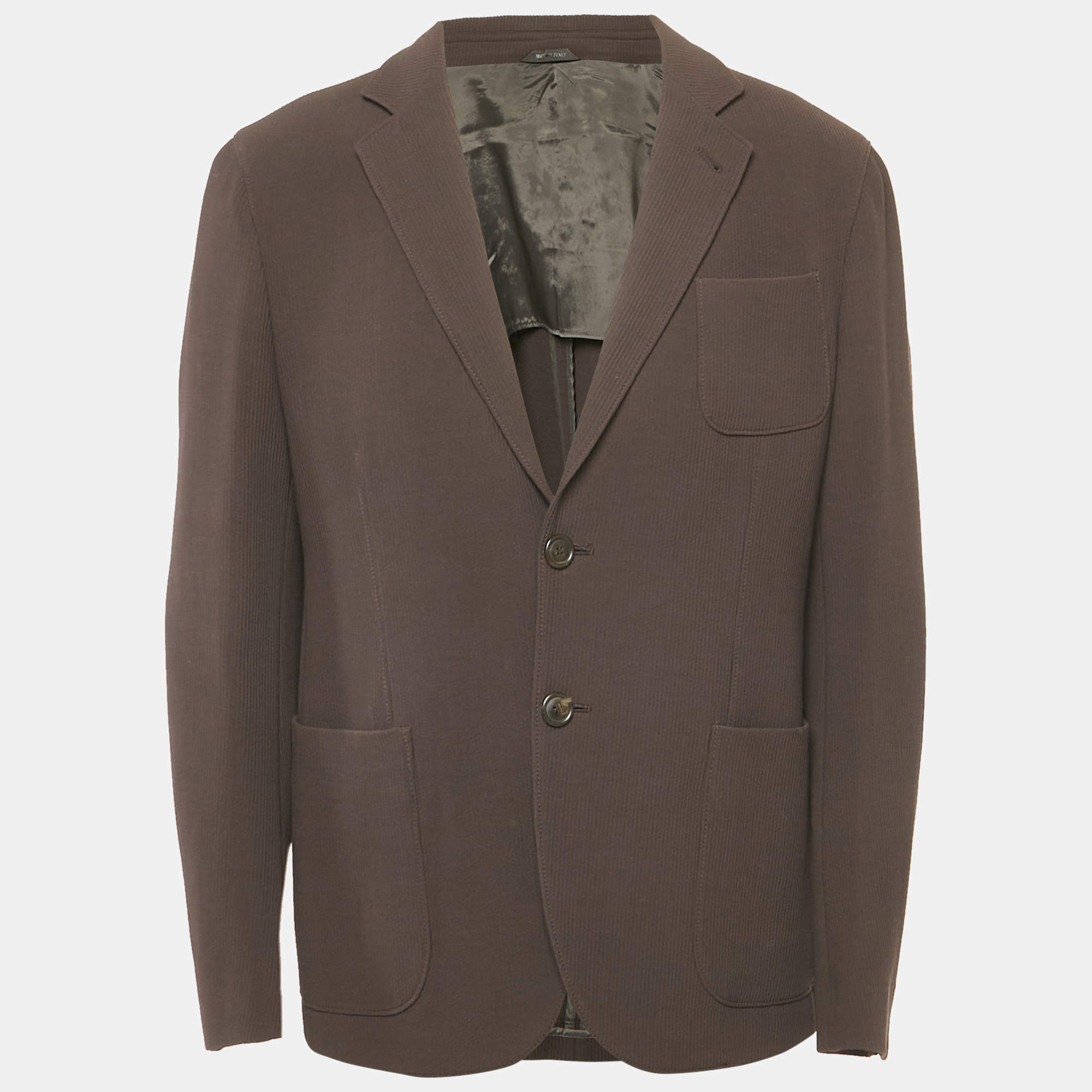 Giorgio Armani Black Textured Wool Knit Upton Blazer XL